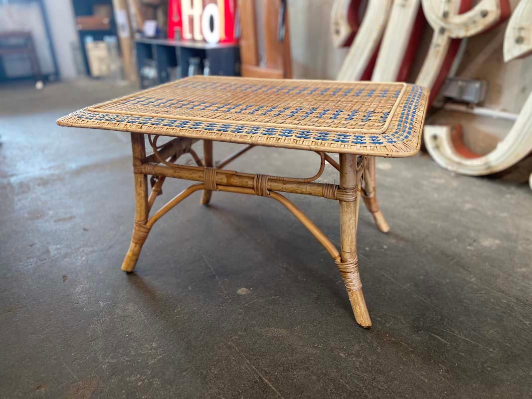 French Rattan Side Table, Art Nouveau 11