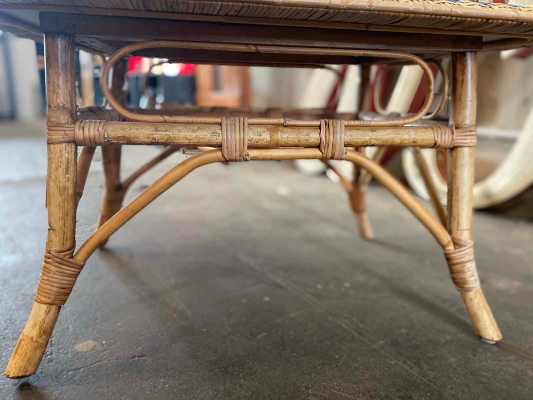 French Rattan Side Table, Art Nouveau 2