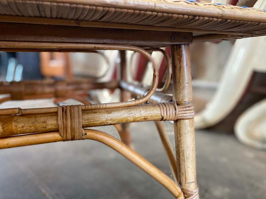 French Rattan Side Table, Art Nouveau 3