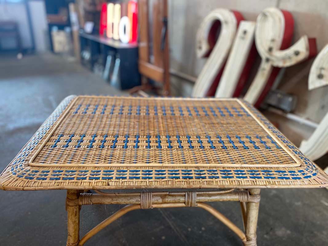 French Rattan Side Table, Art Nouveau 5