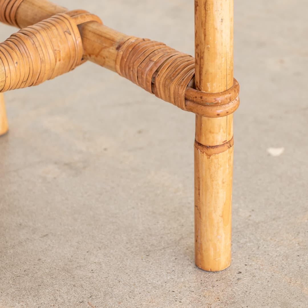 French Rattan Side Table by Audoux Minet For Sale 8