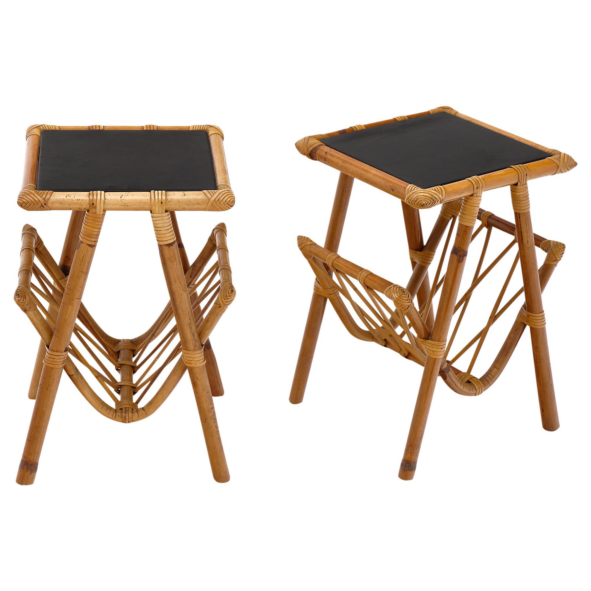 French Rattan Side Tables