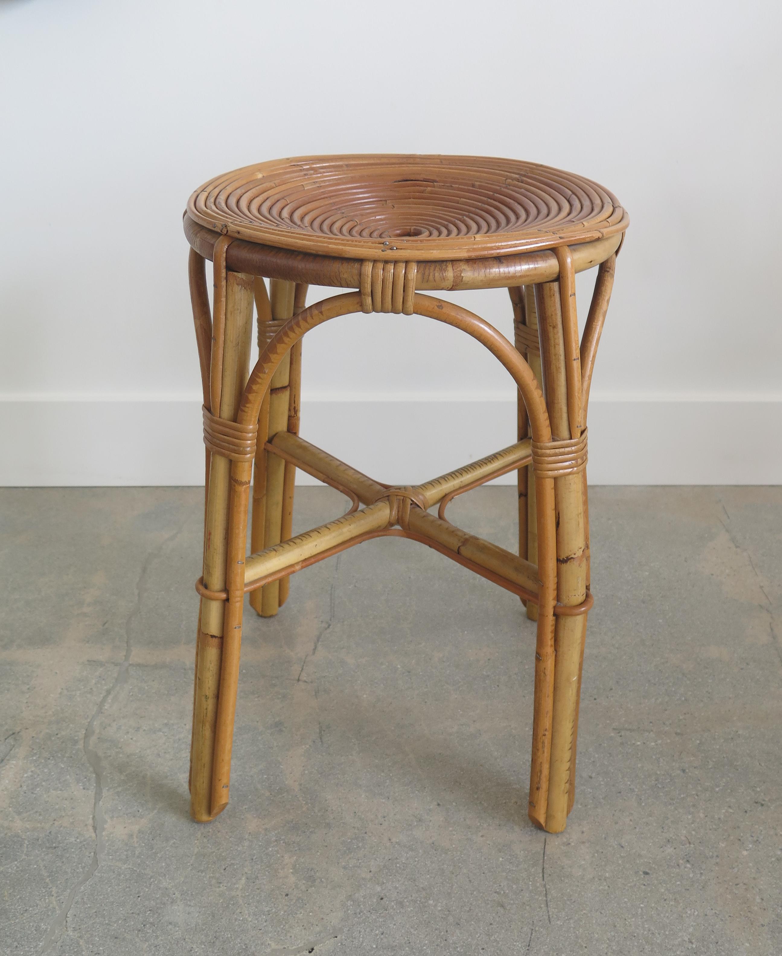 French Rattan Stool In Good Condition In Los Angeles, CA