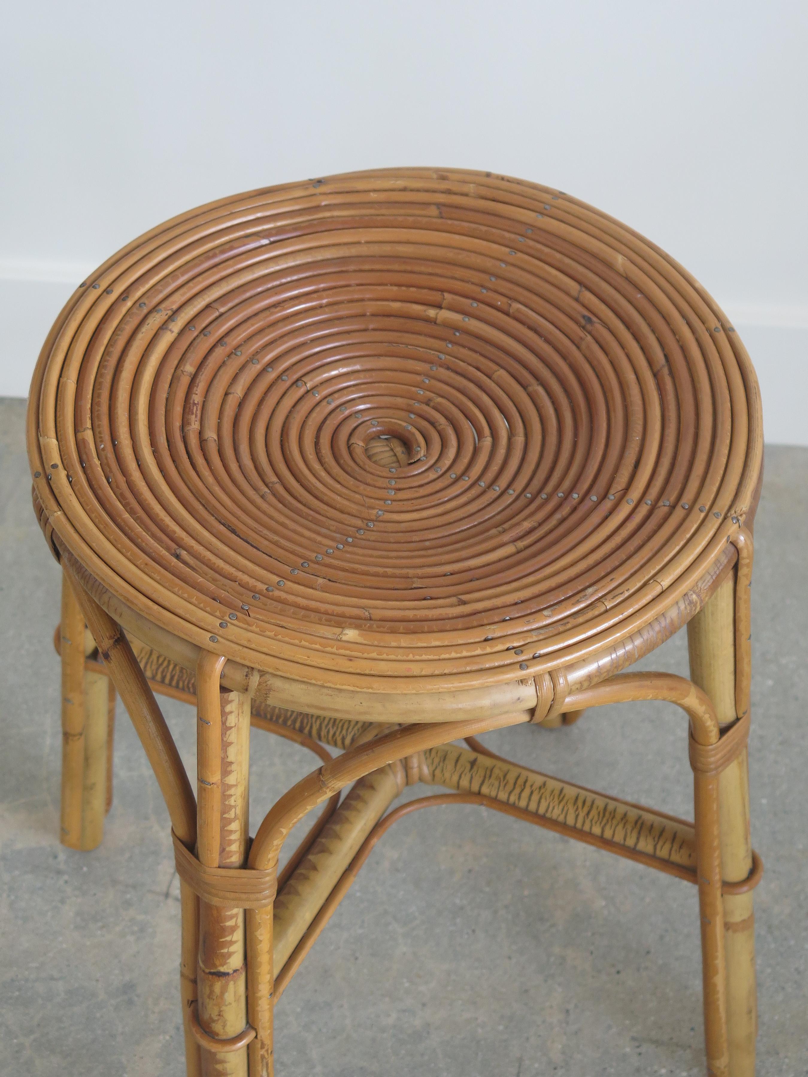 French Rattan Stool 1