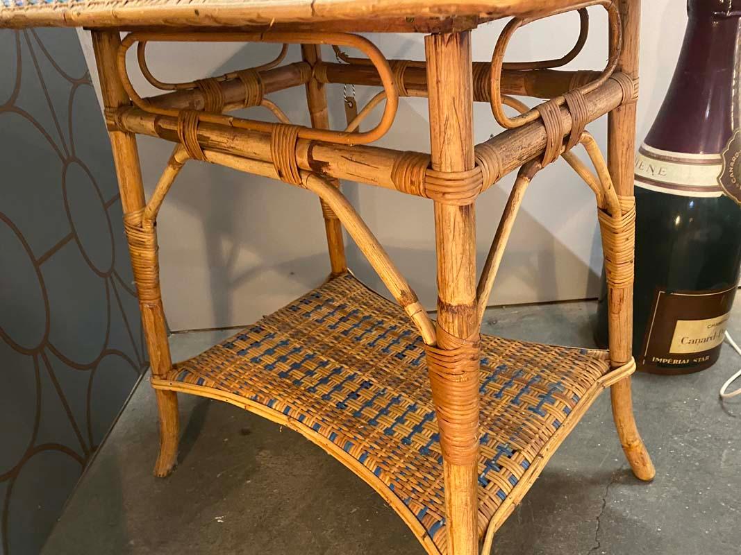 French Rattan Table from France, Art Nouveau 6