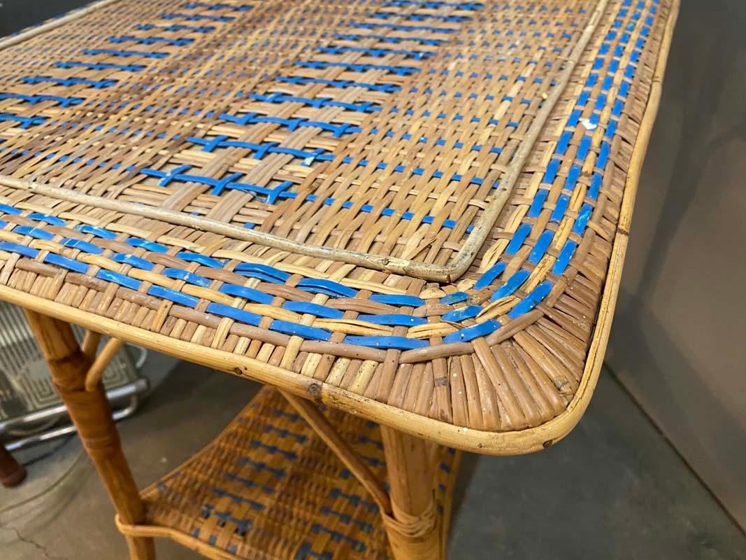 French Rattan Table from France, Art Nouveau 9