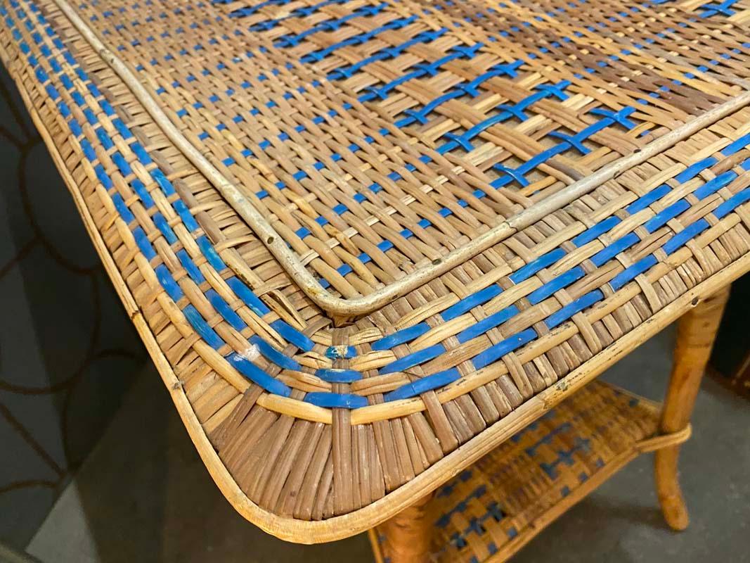 French Rattan Table from France, Art Nouveau 10