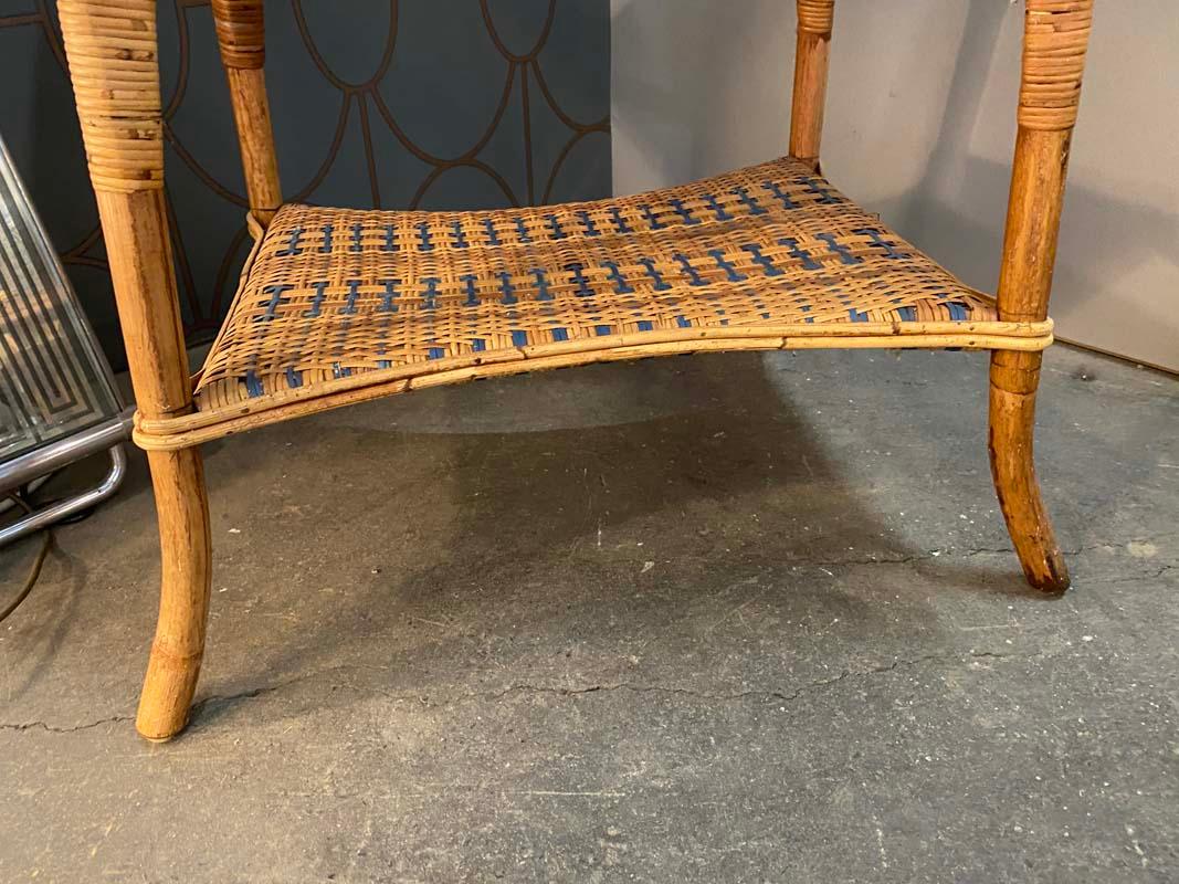 French Rattan Table from France, Art Nouveau 1