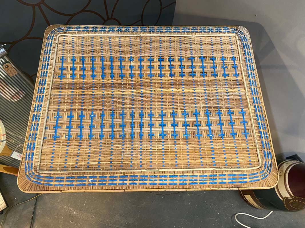 French Rattan Table from France, Art Nouveau 2
