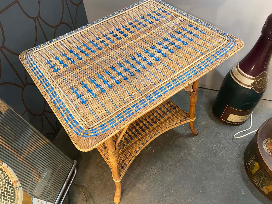 French Rattan Table from France, Art Nouveau 3