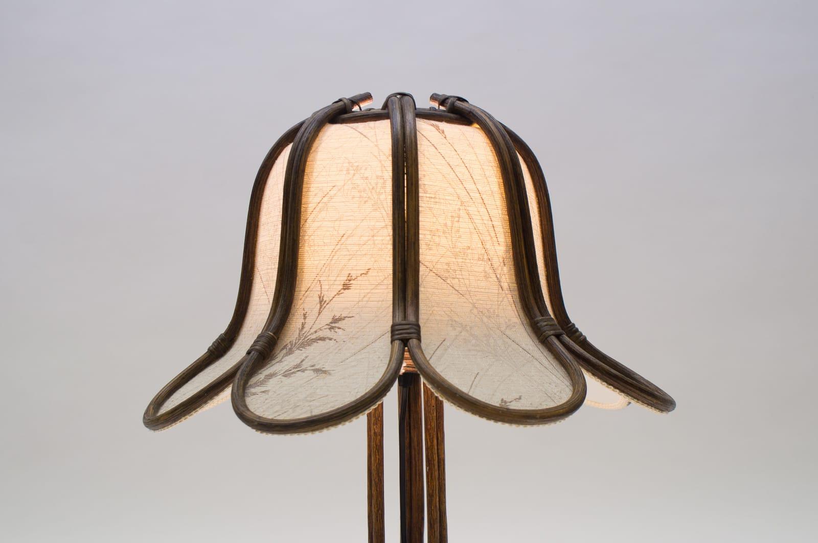 Mid-Century Modern French Rattan Table Lamp, 1960s For Sale