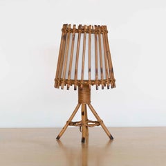 1960s French Rattan Table Lamp