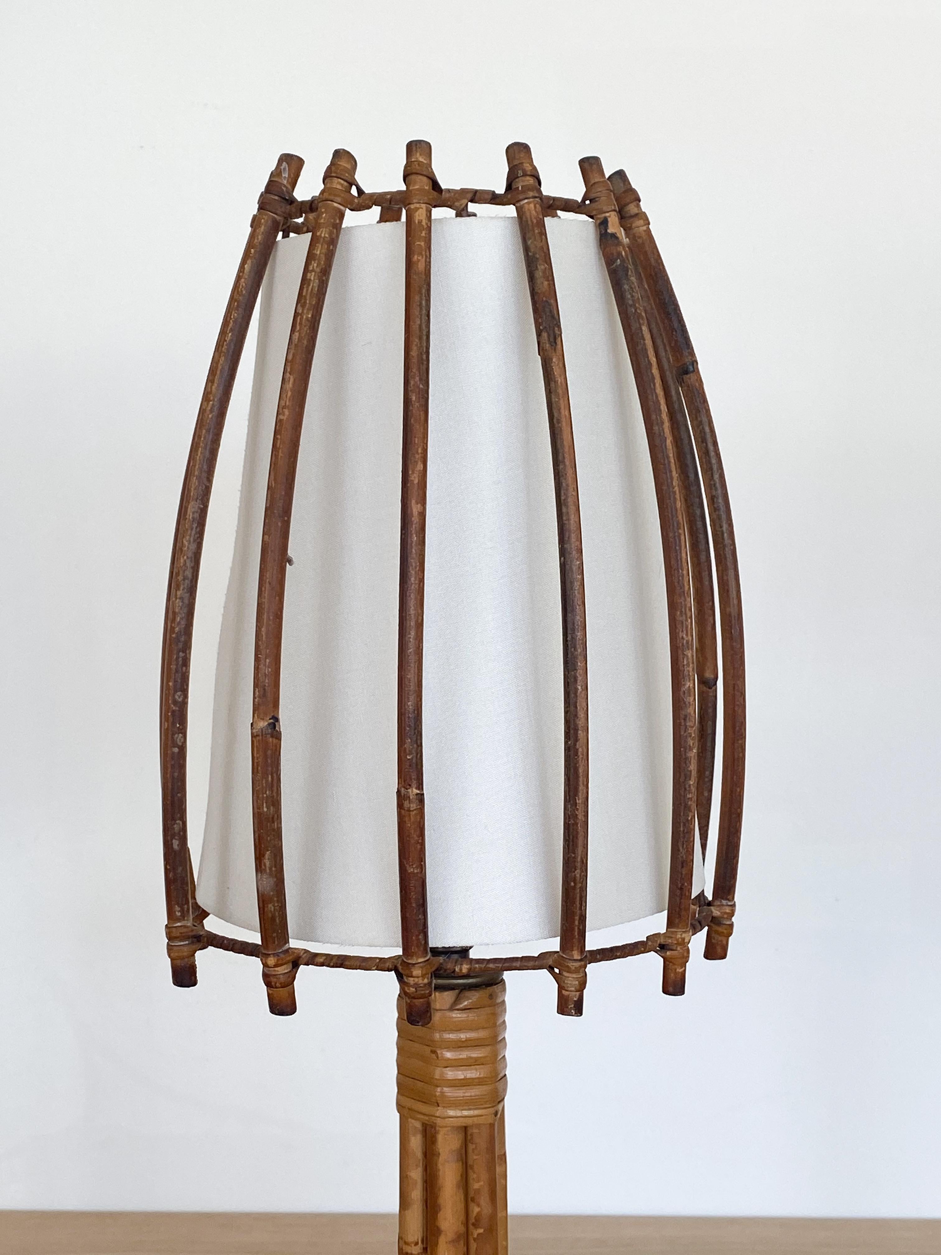 French Rattan Table Lamp In Good Condition In Los Angeles, CA