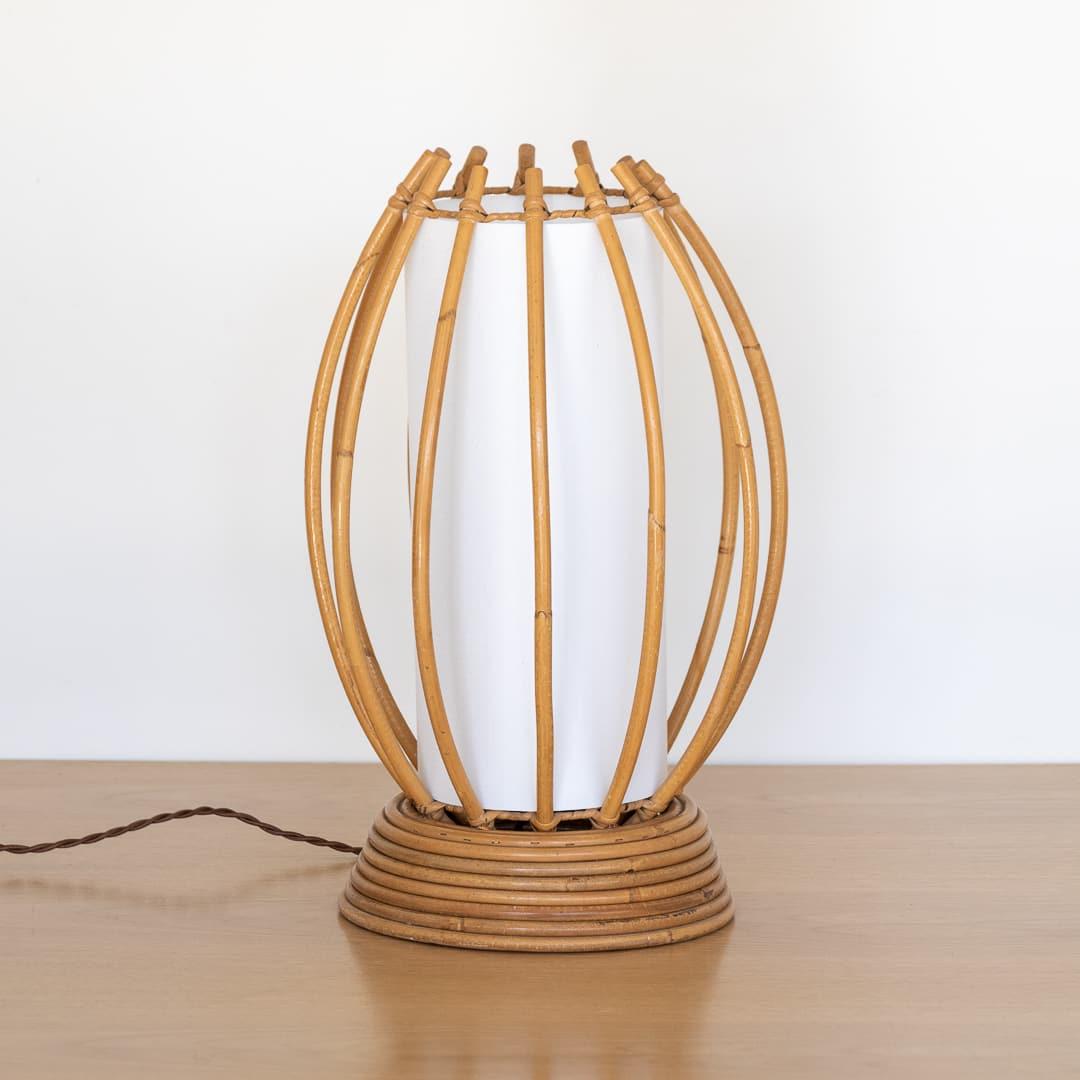 20th Century French Rattan Table Lamp For Sale