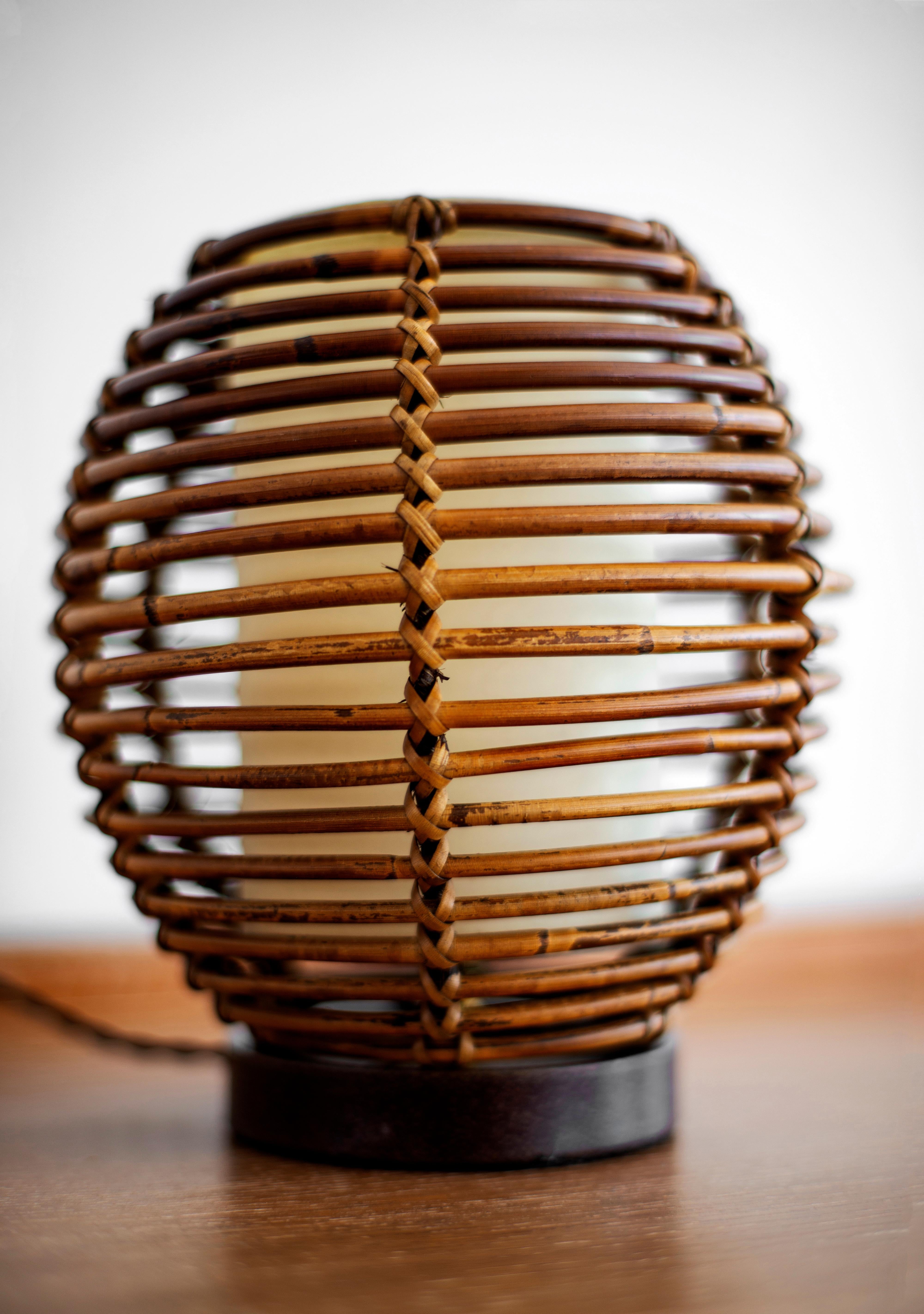 French Rattan Table Lamp 1