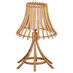 Vintage French Rattan Table Lamp