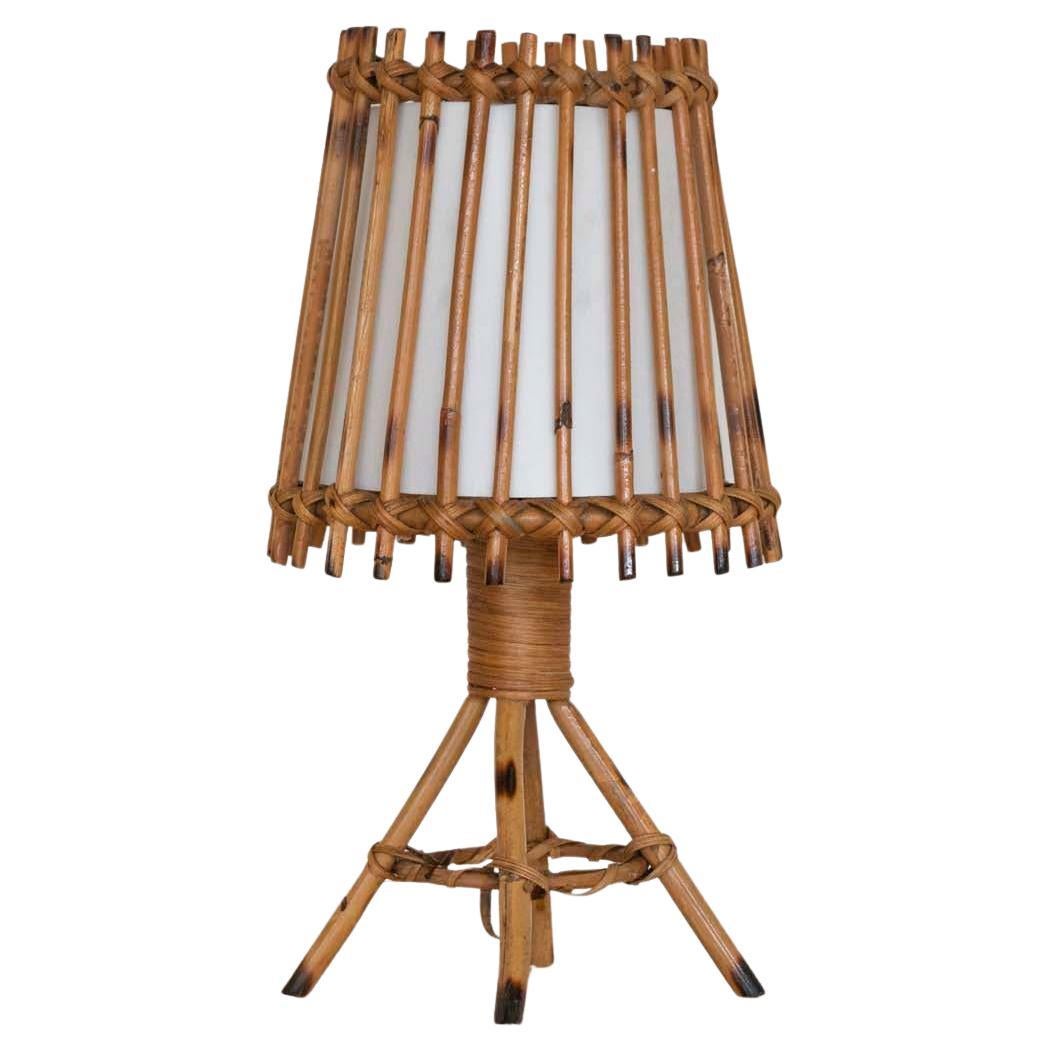 French Rattan Table Lamp