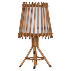 Vintage French Rattan Table Lamp
