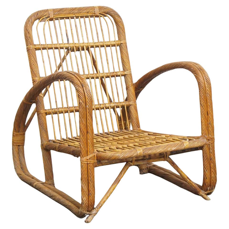Ficks Reed Mid 20th Century Faux Bamboo Rattan Swivel Chairs For Sale ...