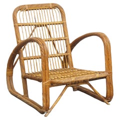 French Rattan Vintage Design Armchair from the 1950s