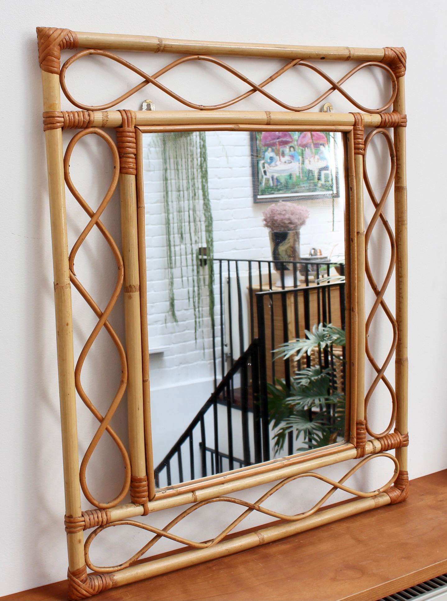 French Rattan Wall Mirror 'circa 1960s' 6