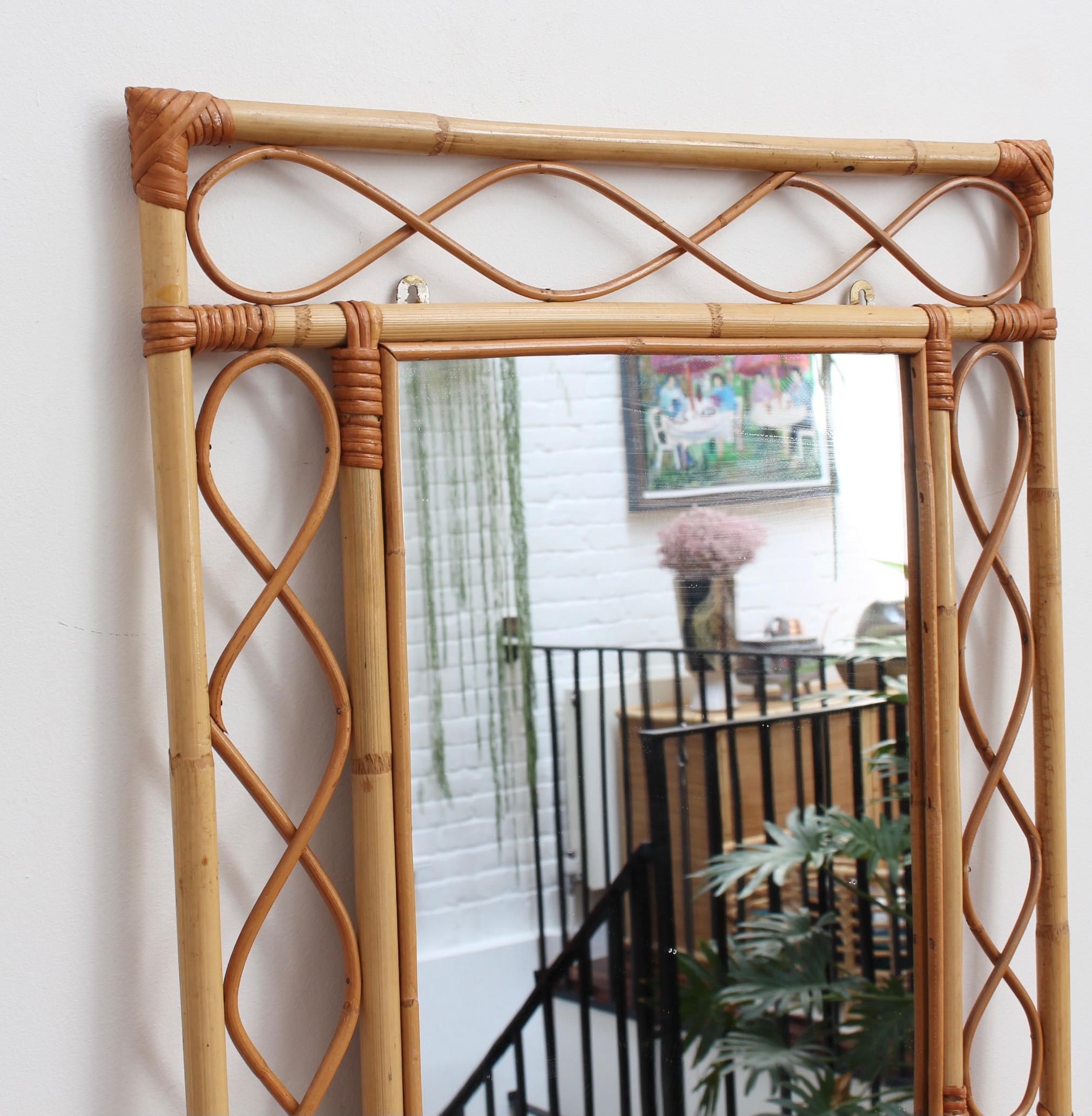 French Rattan Wall Mirror 'circa 1960s' In Good Condition In London, GB