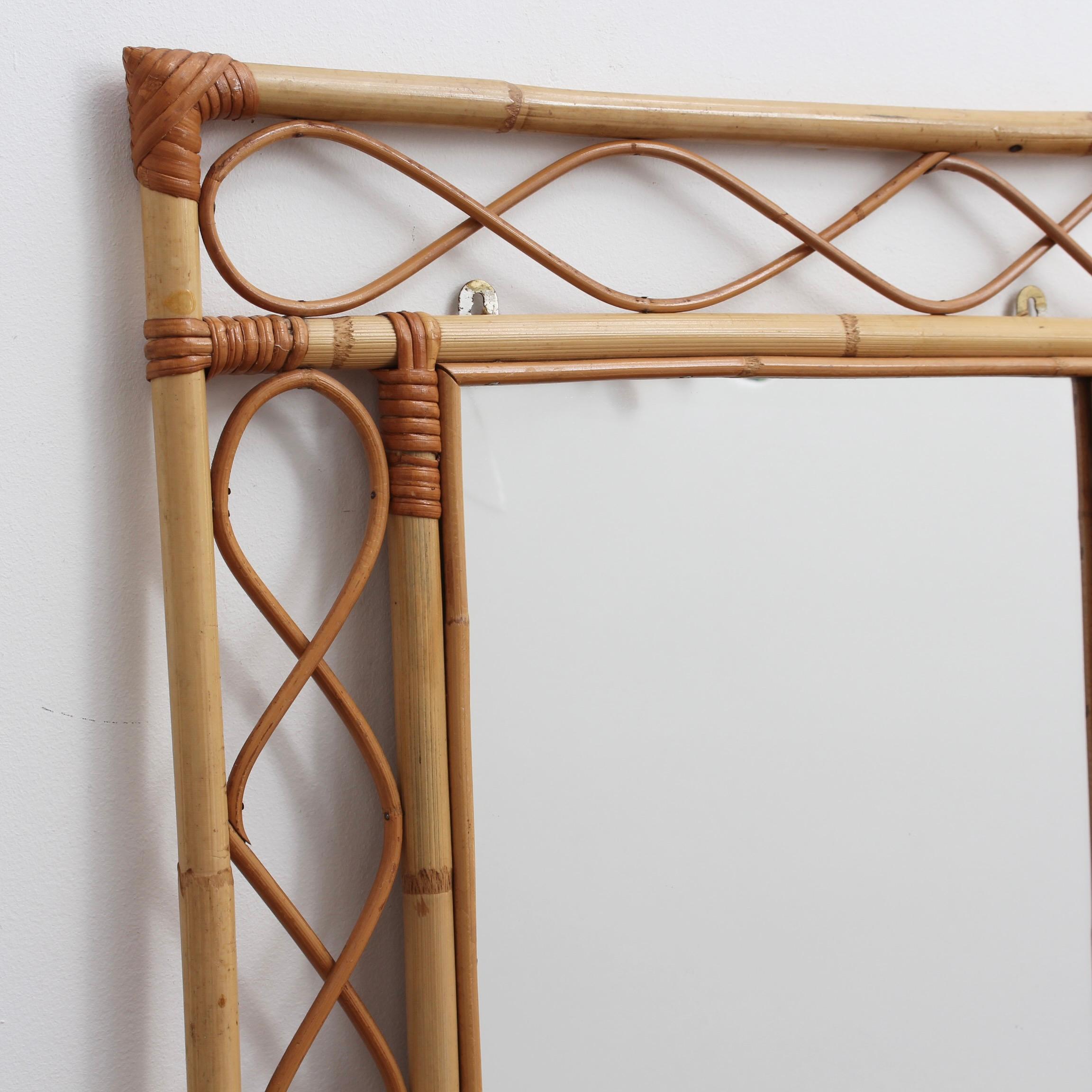 Mid-20th Century French Rattan Wall Mirror 'circa 1960s'