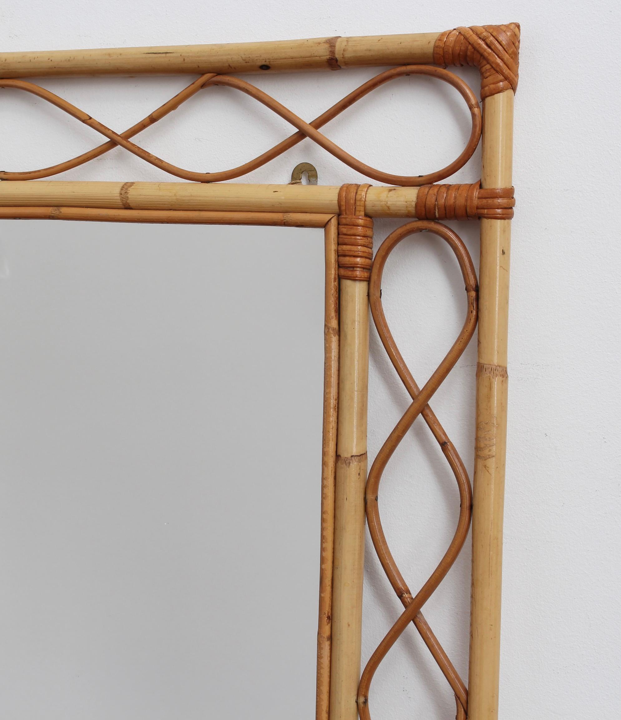 French Rattan Wall Mirror 'circa 1960s' 3