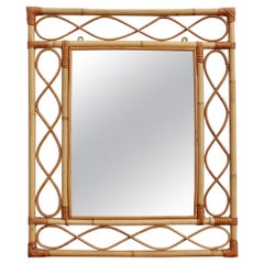 French Rattan Wall Mirror 'circa 1960s'