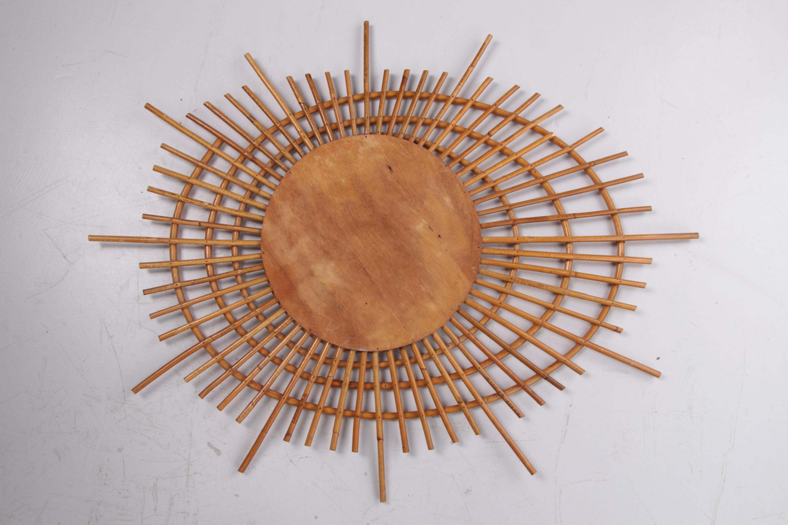 French Rattan Wall Mirror Oval, 1960s 2