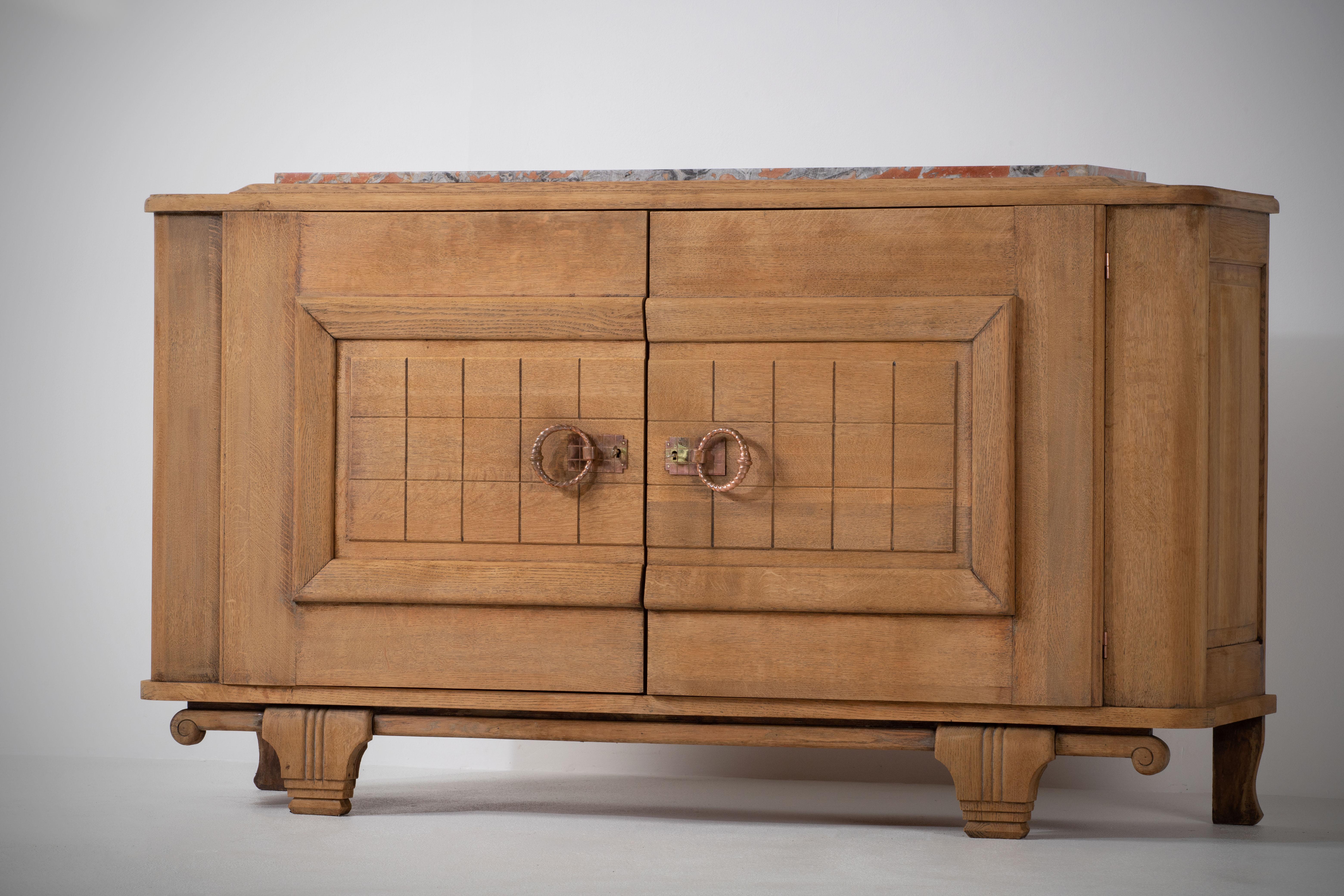 French Raw Oak Art Deco Sideboard, France, 1930s For Sale 6