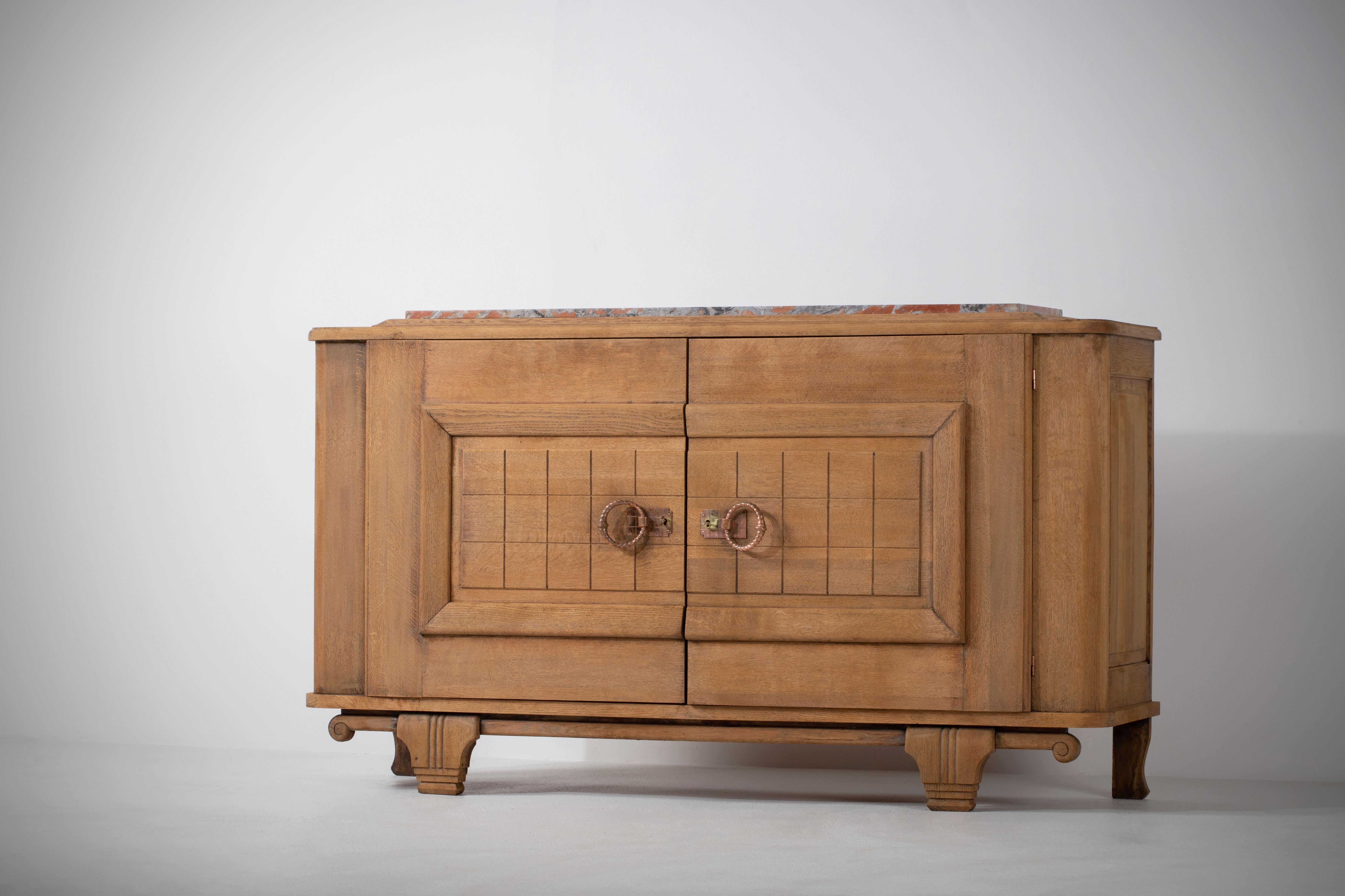 French Raw Oak Art Deco Sideboard, France, 1930s For Sale 7