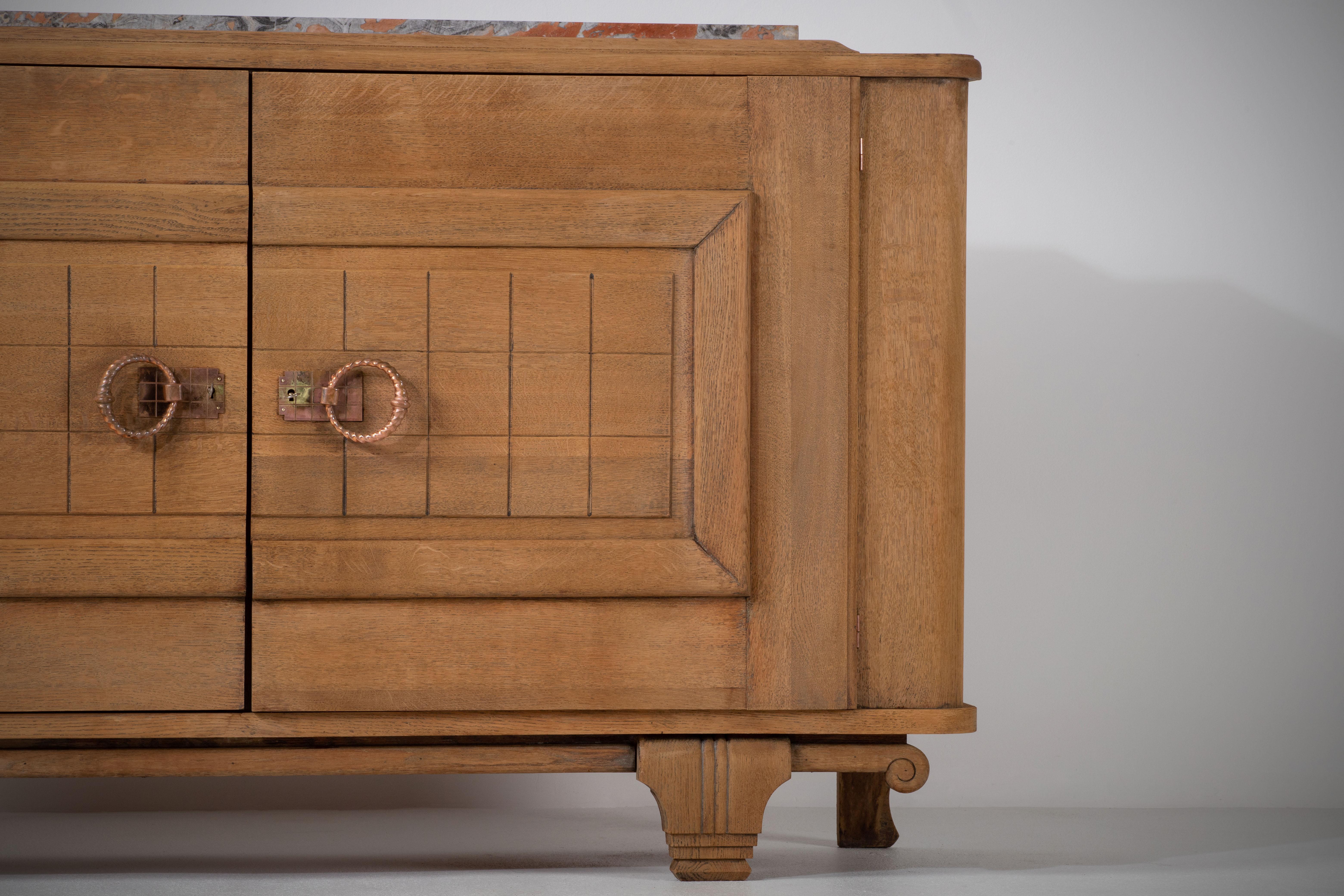 French Raw Oak Art Deco Sideboard, France, 1930s For Sale 8