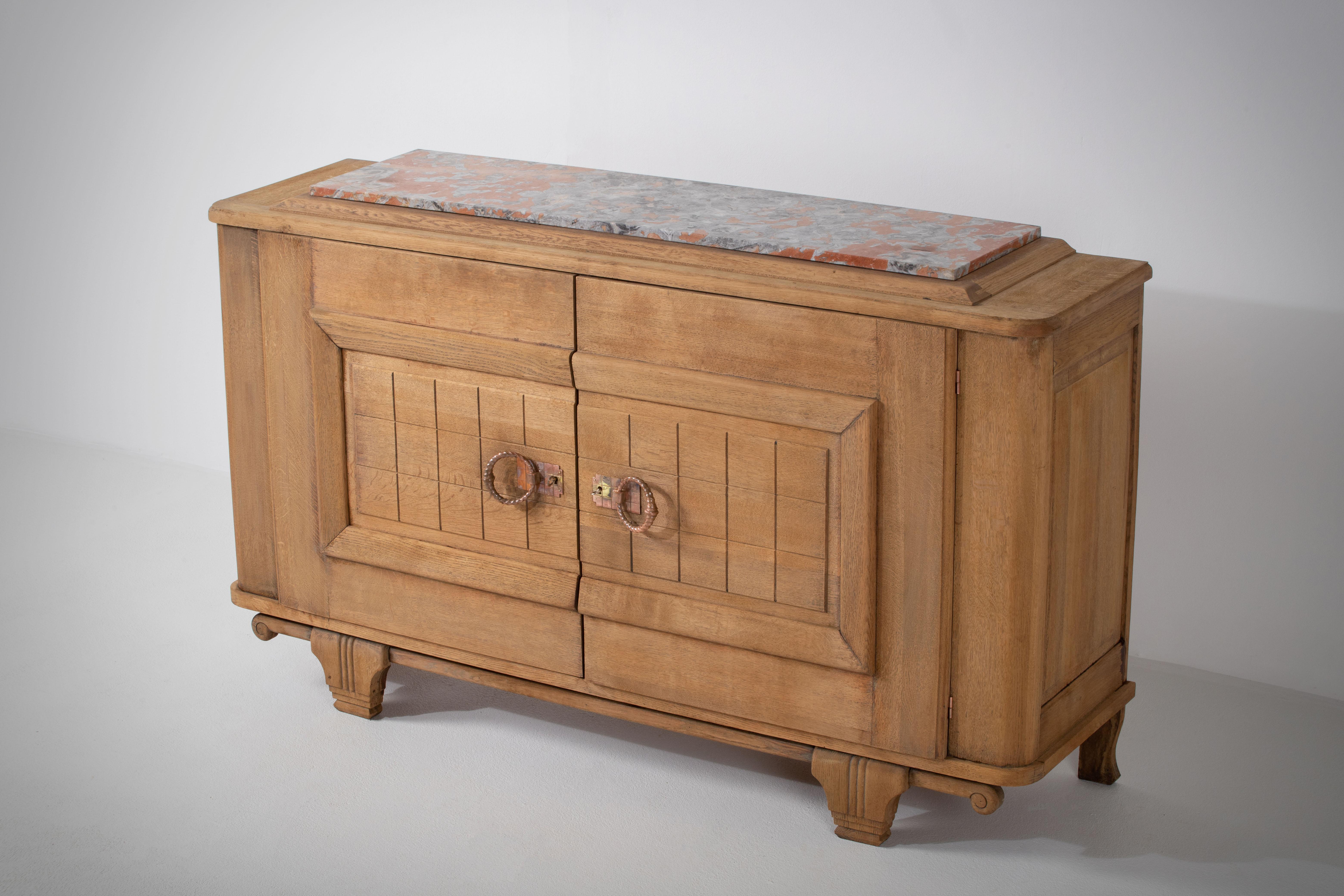 French Raw Oak Art Deco Sideboard, France, 1930s For Sale 3