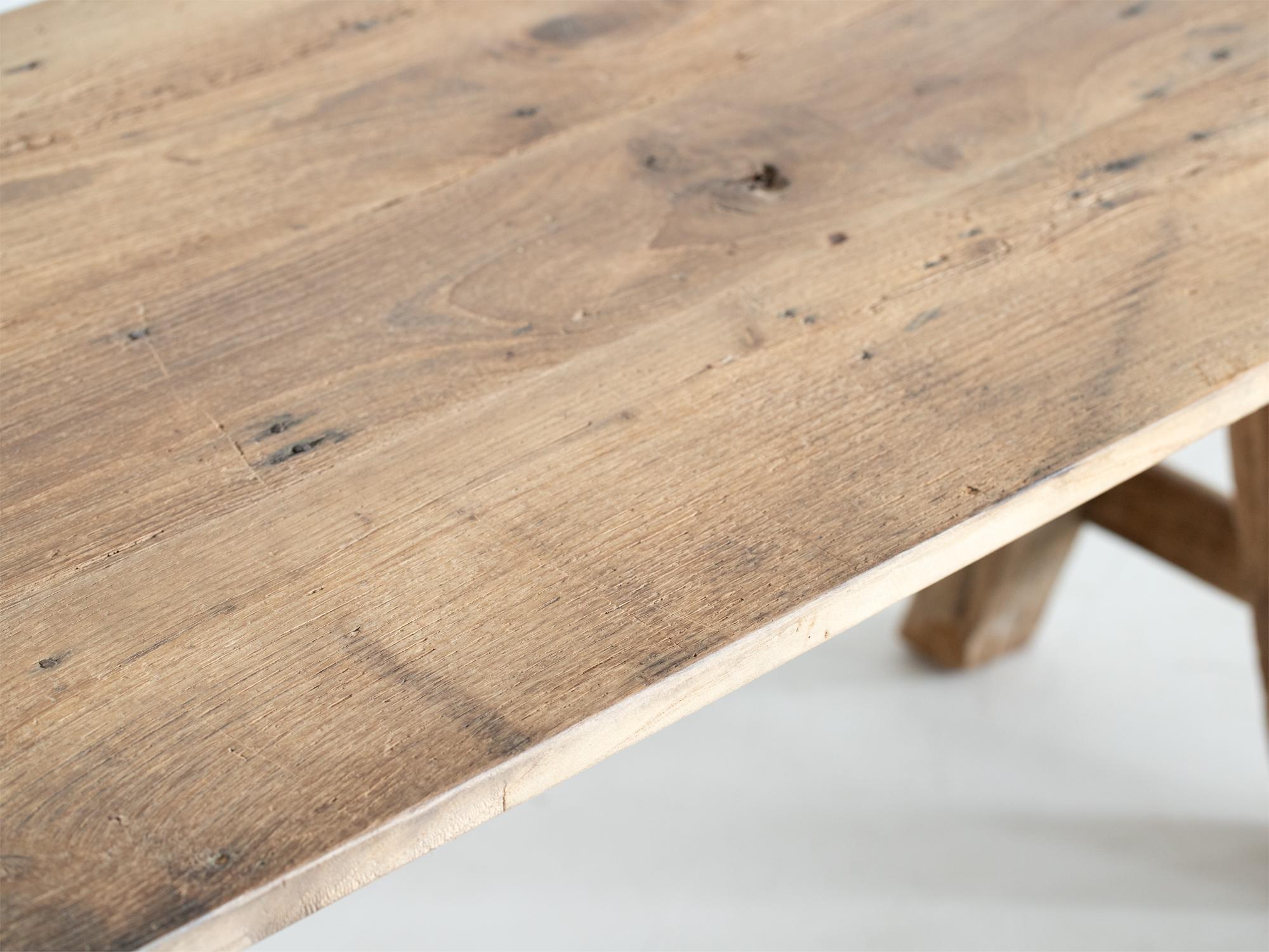 French Reclaimed Chestnut Trestle Coffee Table For Sale 1