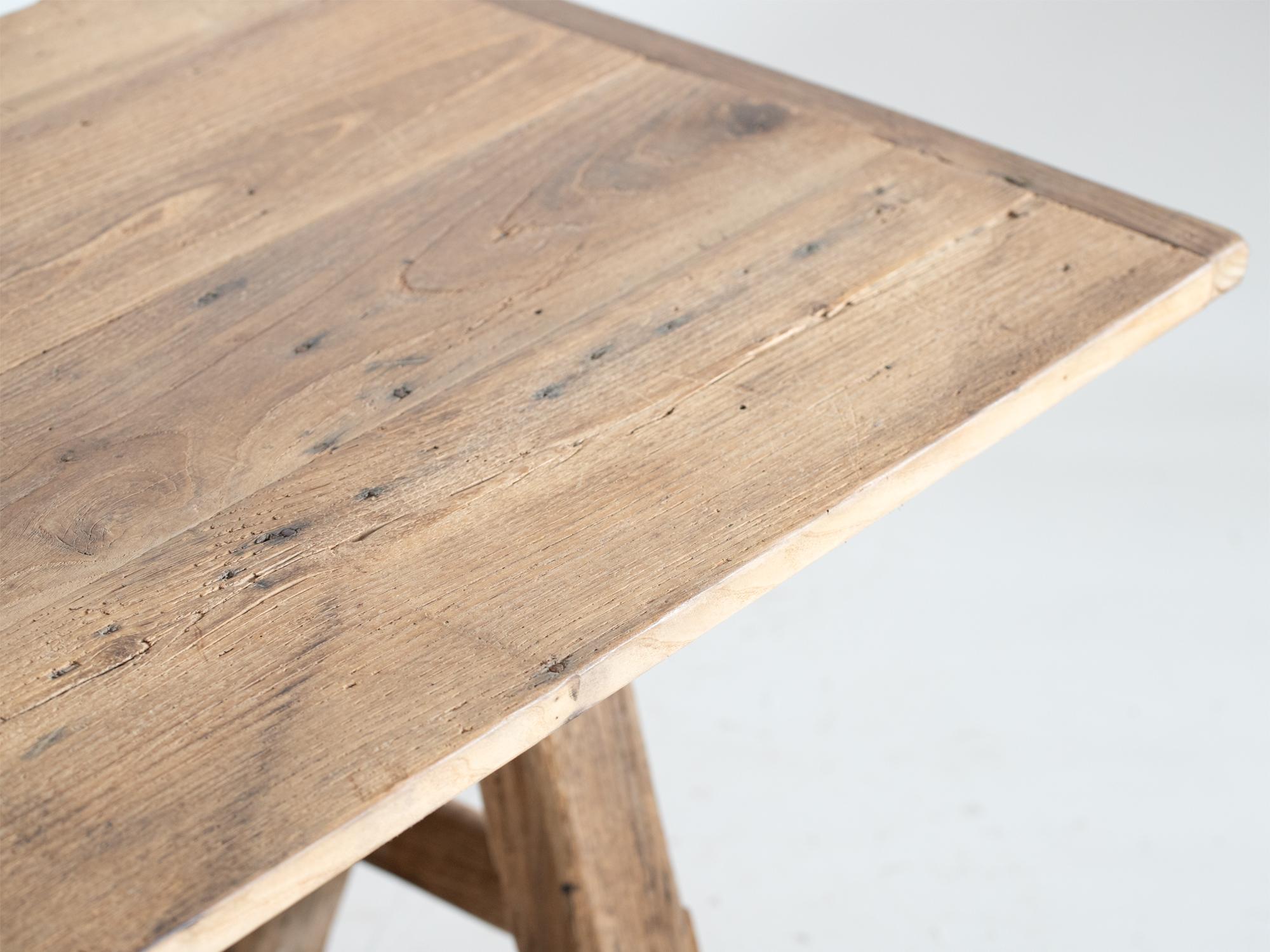 French Reclaimed Chestnut Trestle Coffee Table For Sale 2