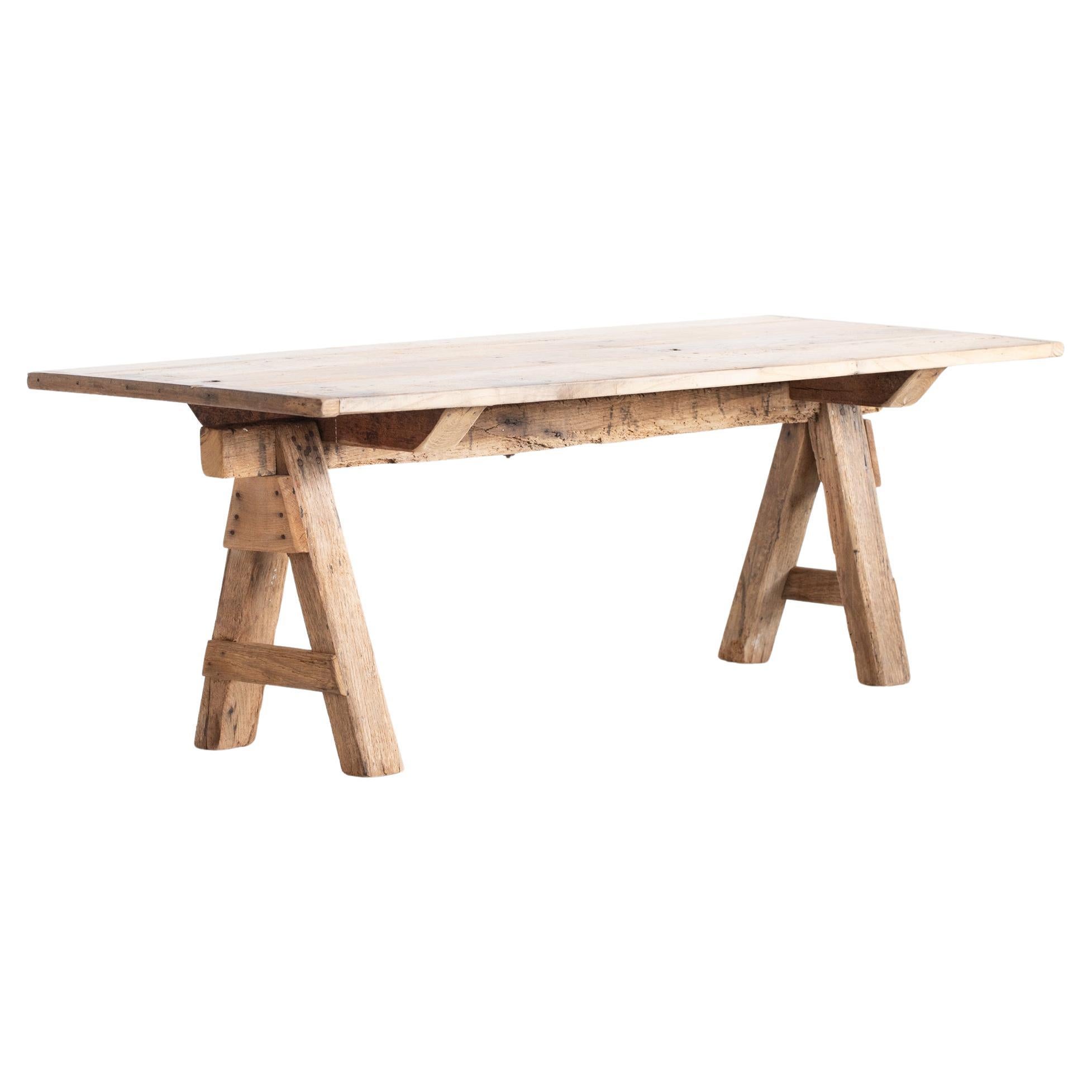 French Reclaimed Chestnut Trestle Coffee Table
