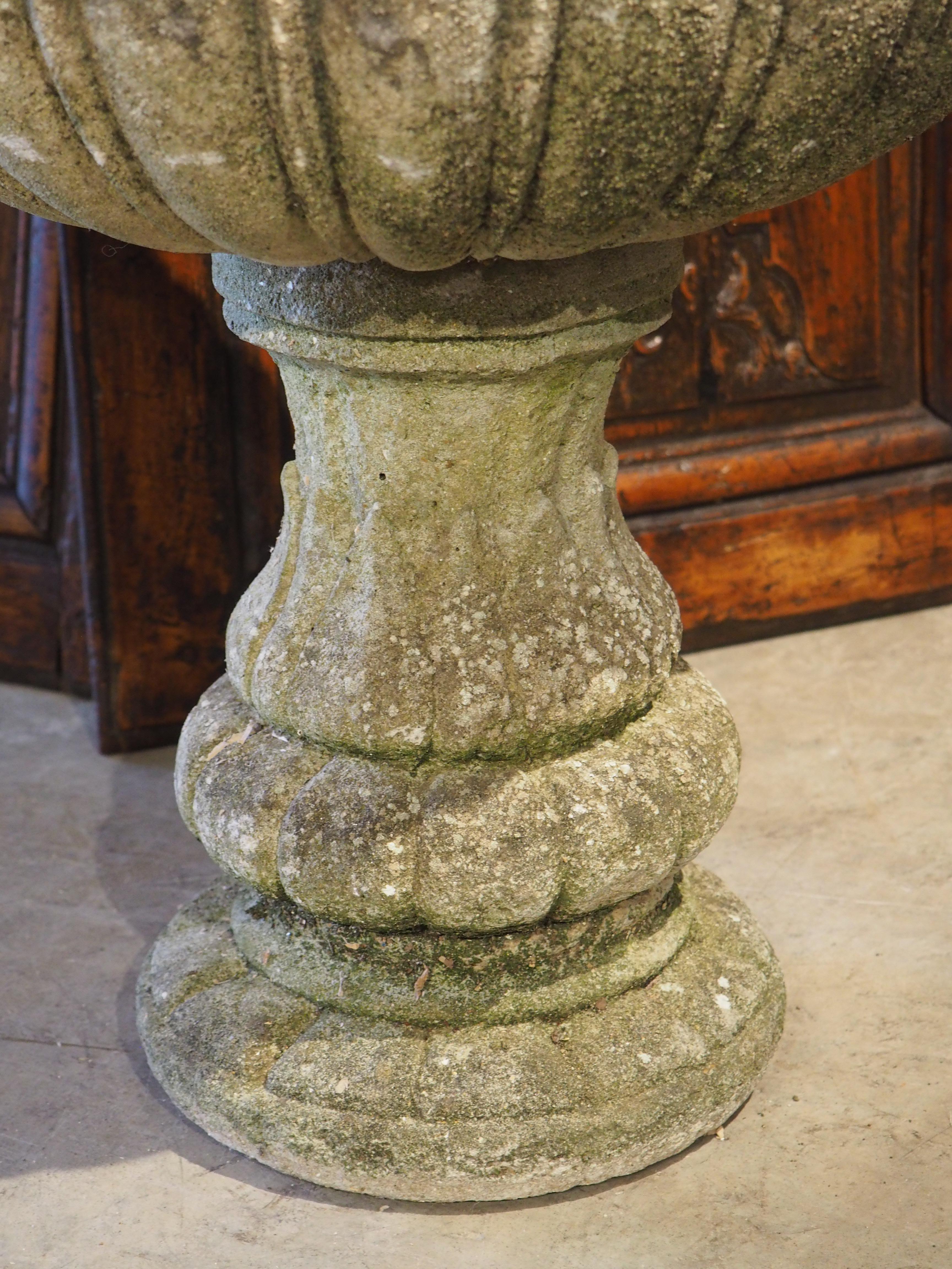 French Reconstituted 2-Piece Stone Vase Aux Beliers, 1900's In Good Condition For Sale In Dallas, TX