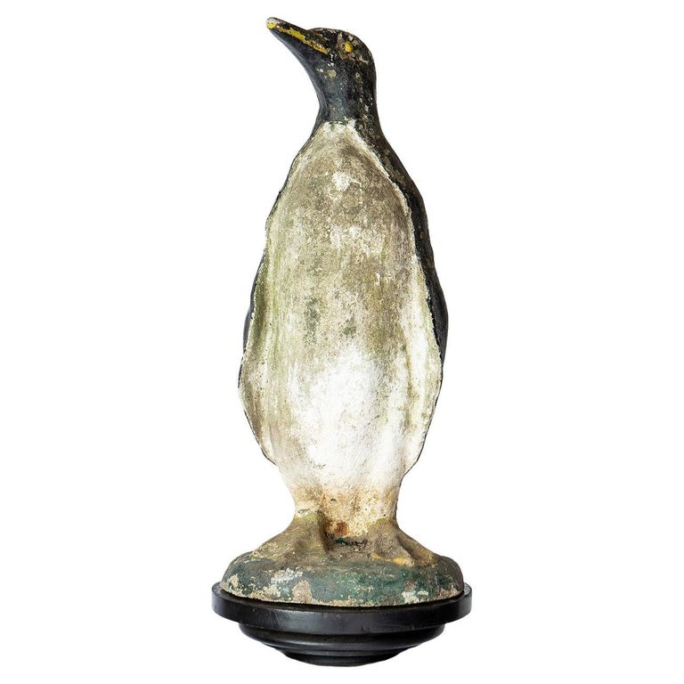 Vintage French Reconstituted Stone Penguin Garden Statue Figure 1930s