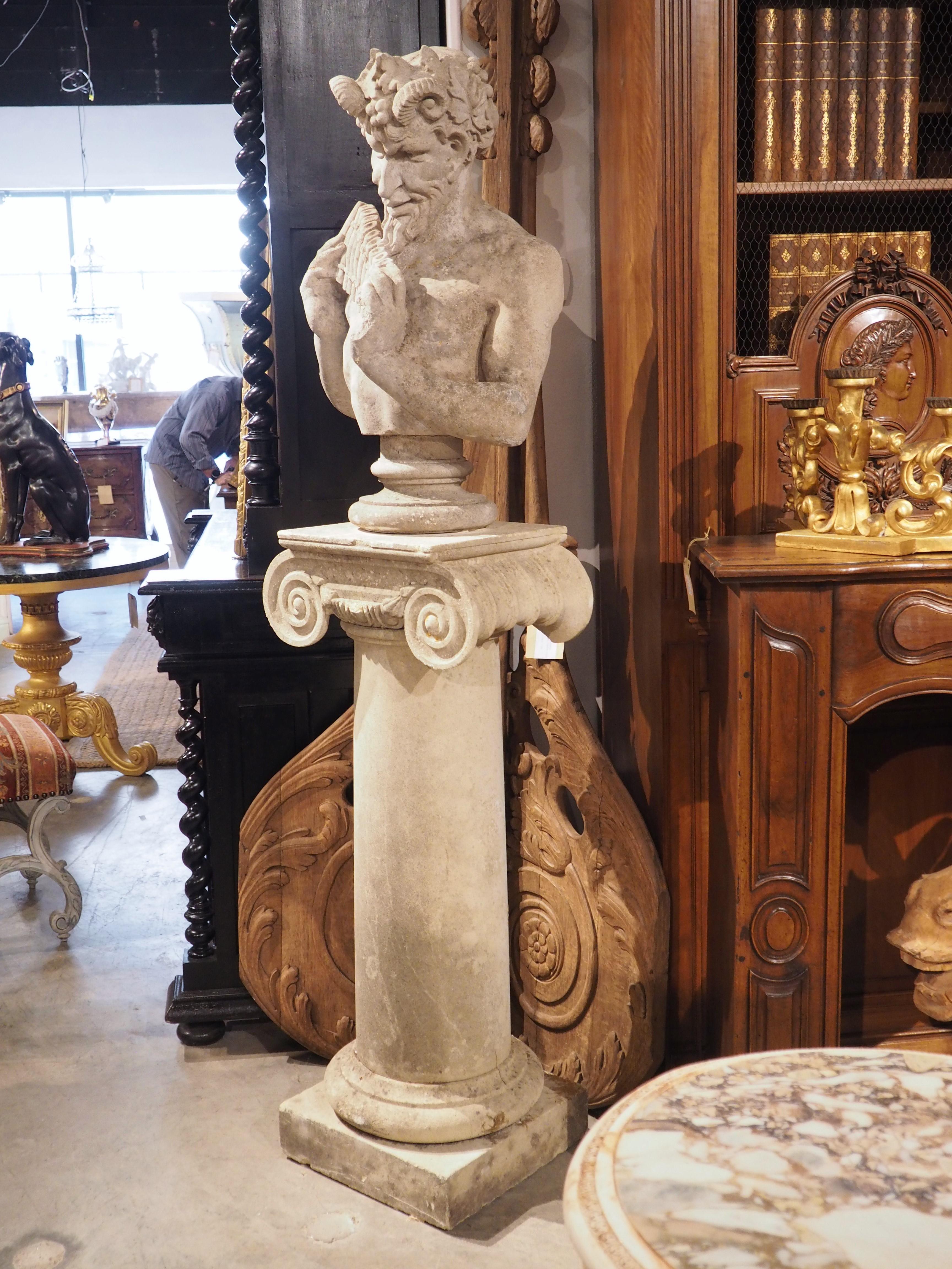 French Reconstituted Stone Statue of the Greek God Pan, from Vincennes C. 1950s For Sale 2