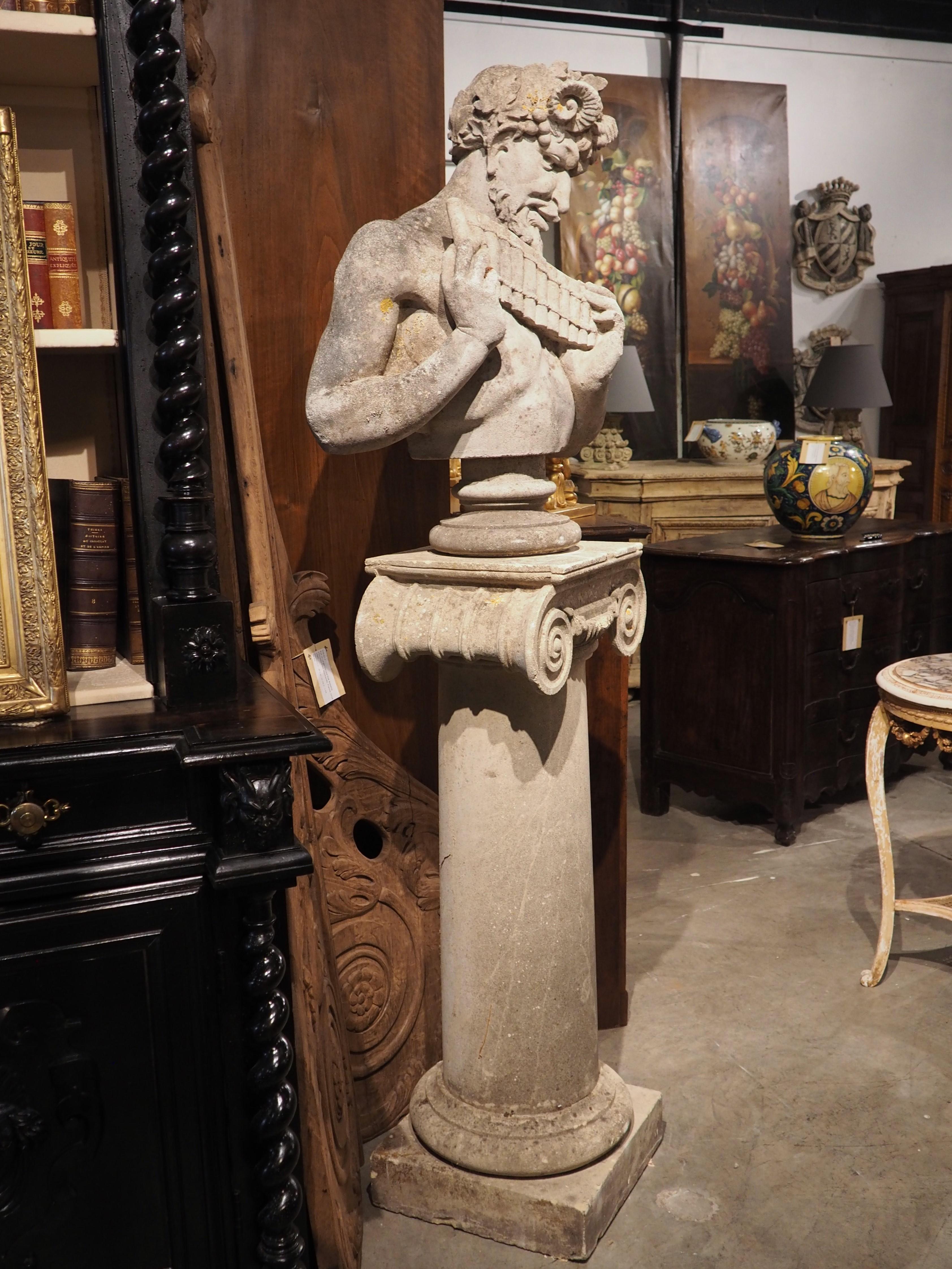 Französische reconstituierte Steinstatue des griechischen Gottes Pan, aus Vincennes, ca. 1950er Jahre im Angebot 7