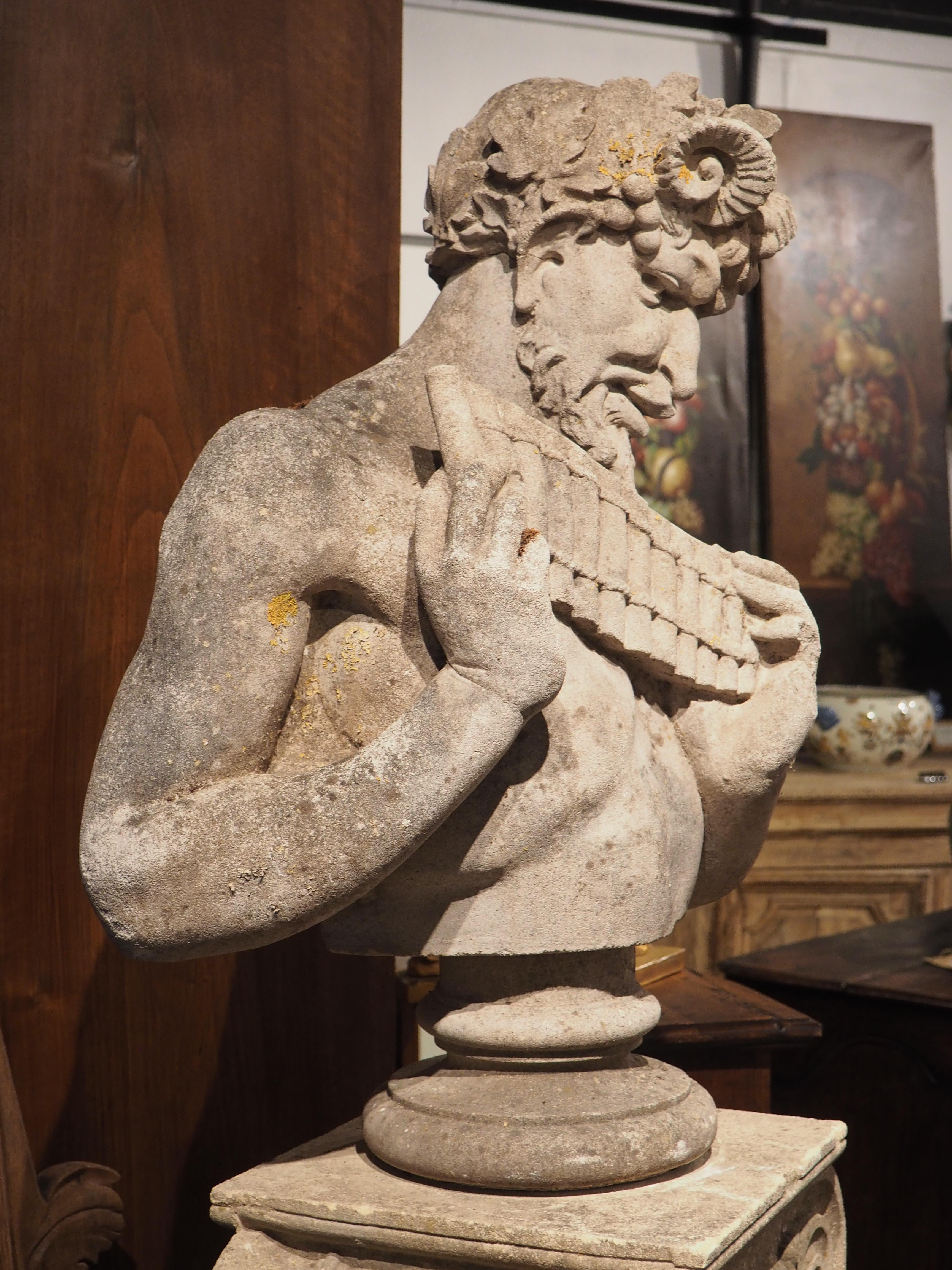 French Reconstituted Stone Statue of the Greek God Pan, from Vincennes C. 1950s For Sale 8