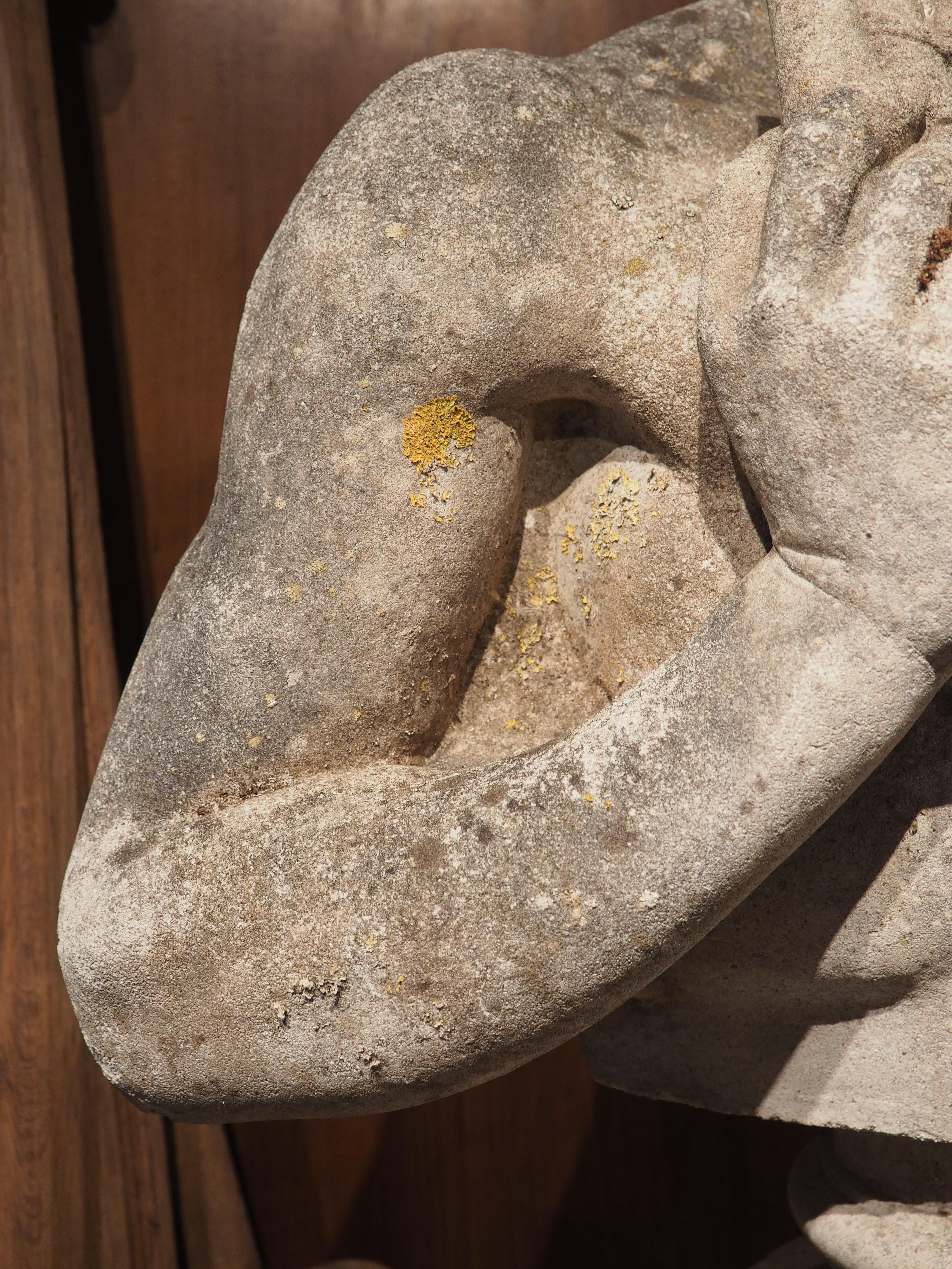 Französische reconstituierte Steinstatue des griechischen Gottes Pan, aus Vincennes, ca. 1950er Jahre im Angebot 11