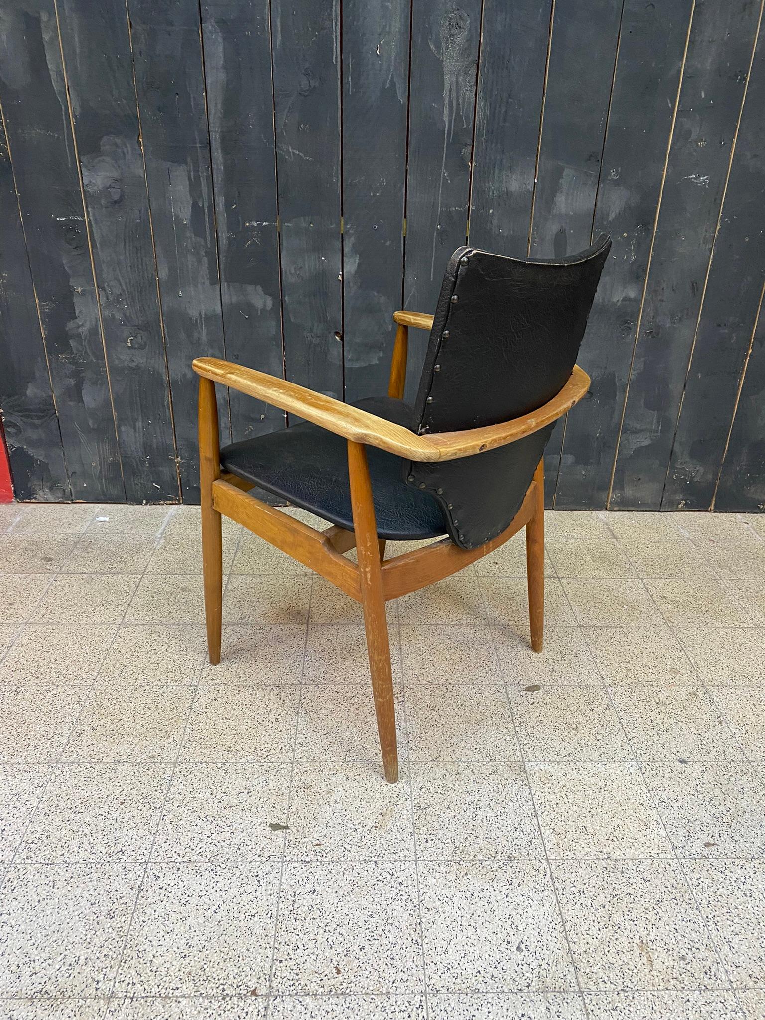 Mid-20th Century French Reconstruction Armchair in Scandinavian Style, circa 1960 For Sale