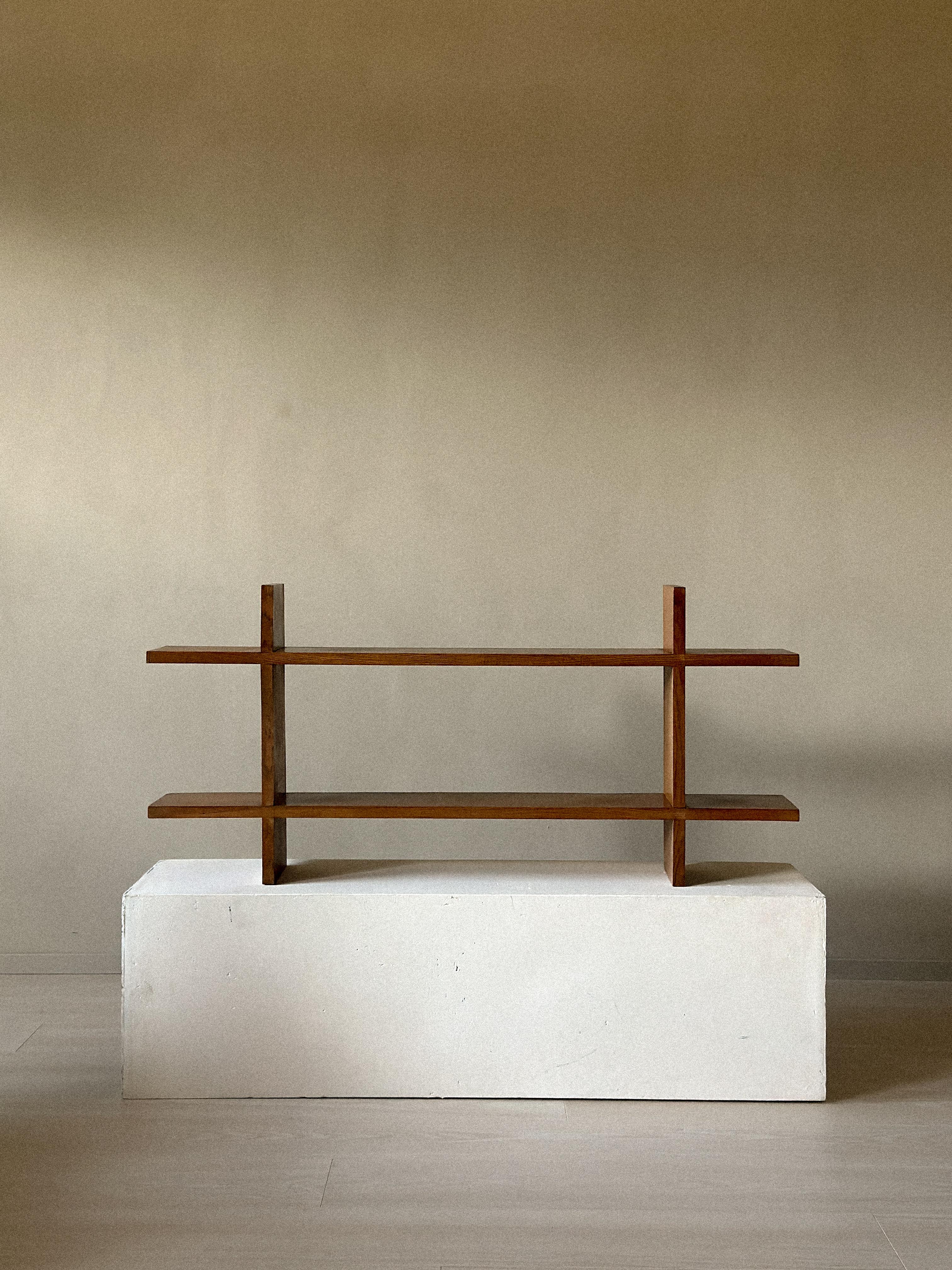 Mid-Century Modern French Reconstruction Era Oak Wall Shelf, France, c. 1950s For Sale