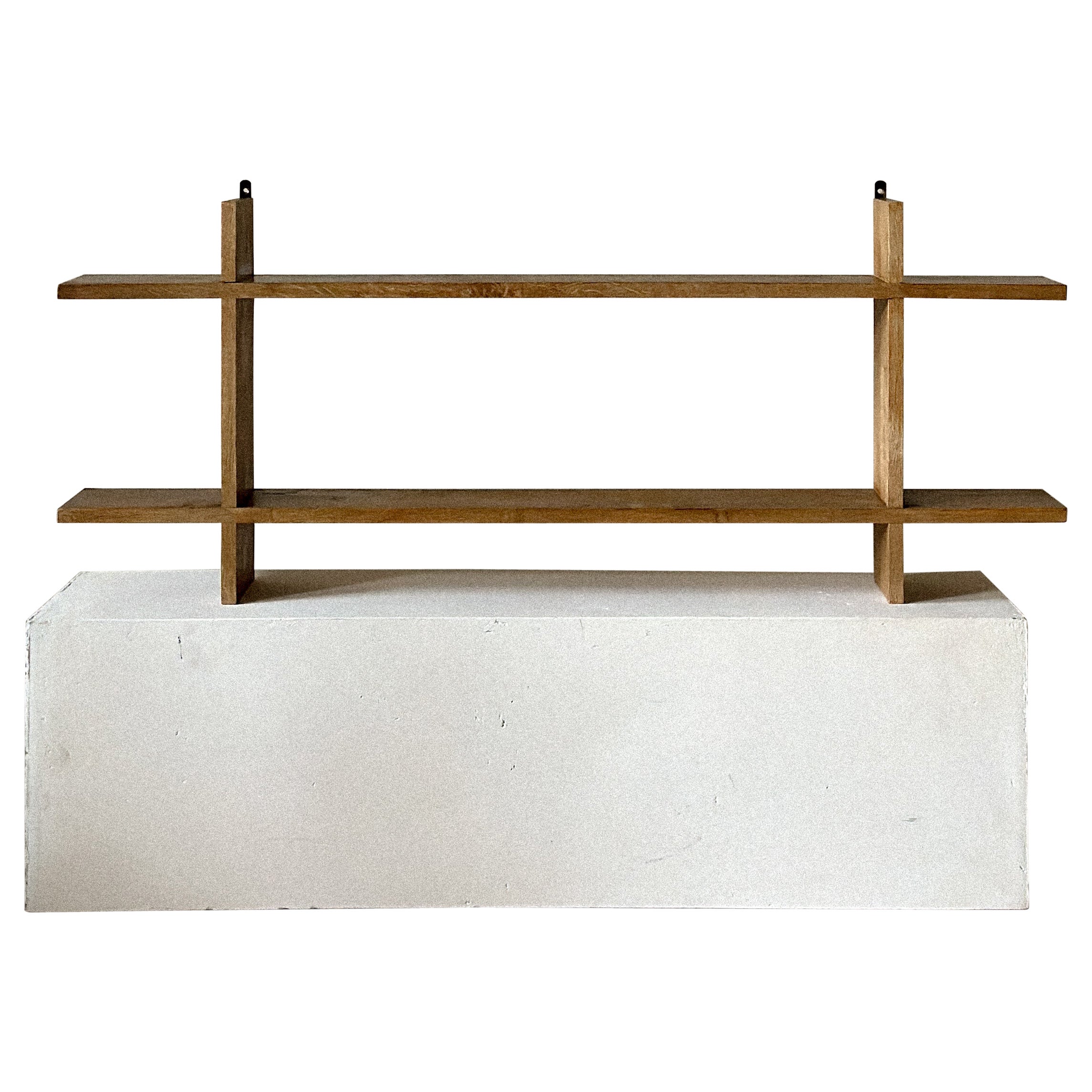 French Reconstruction Era Oak Wall Shelf, France, c. 1950s