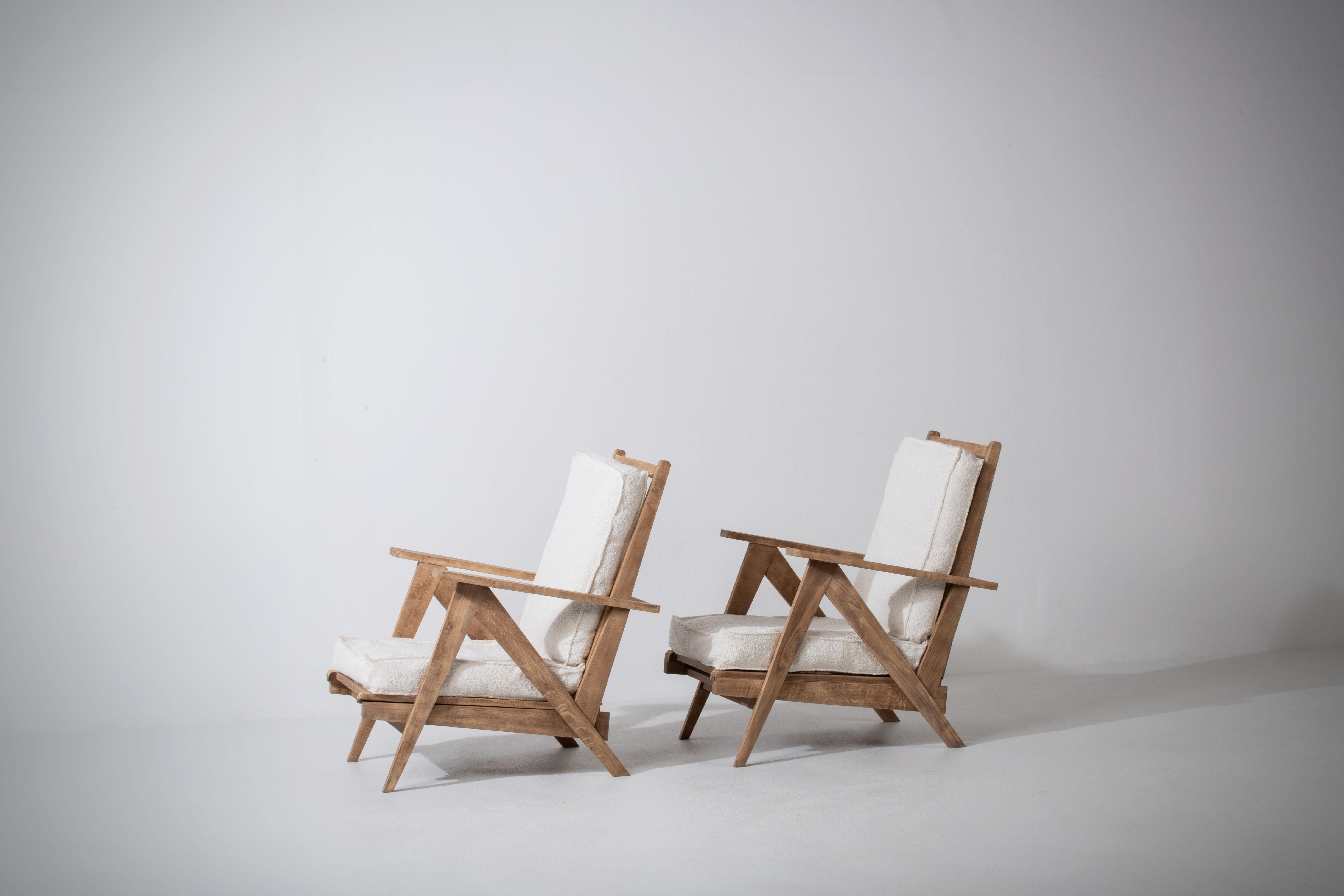 French Reconstruction Pair of Lounge Chairs For Sale 7