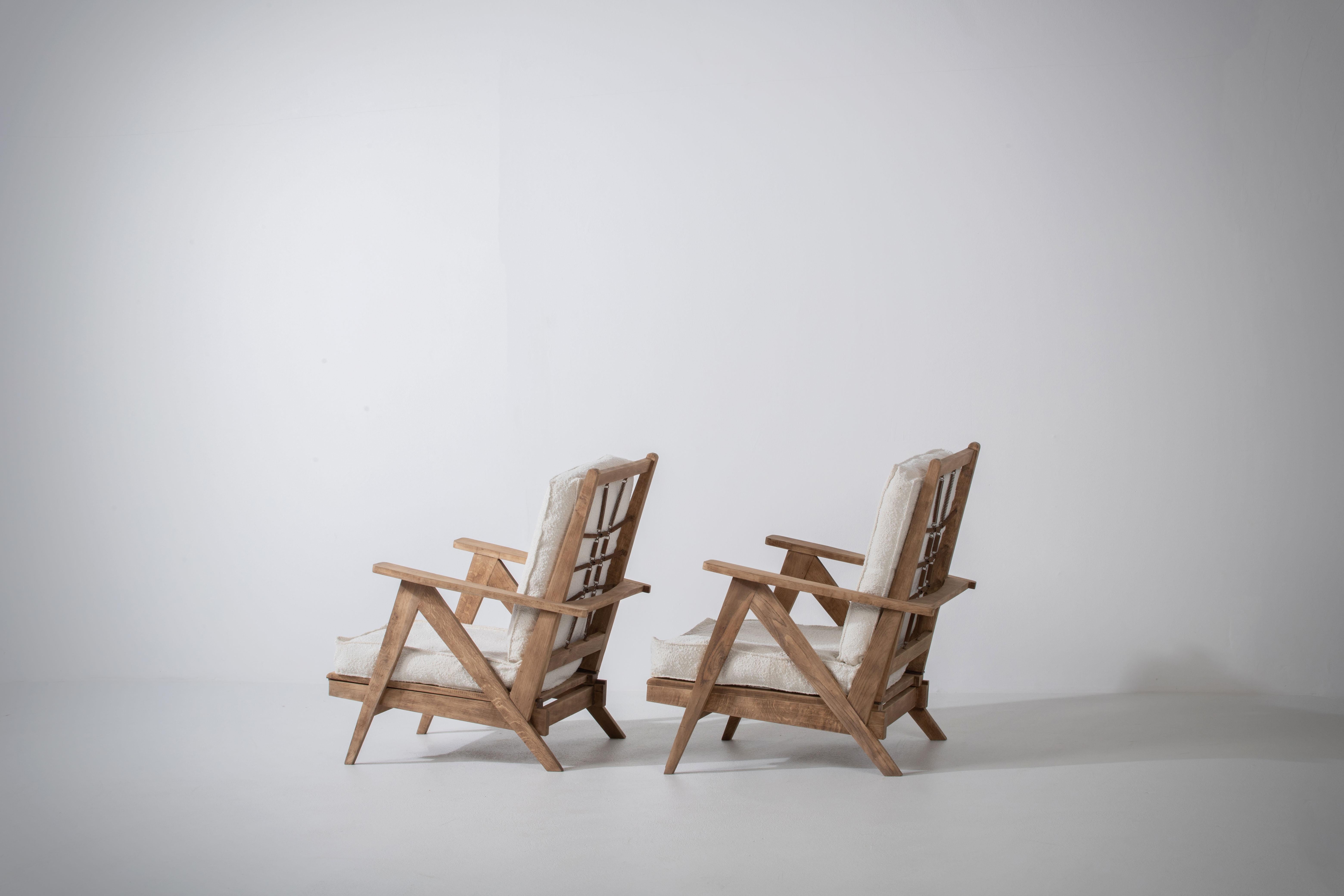 French Reconstruction Pair of Lounge Chairs For Sale 8