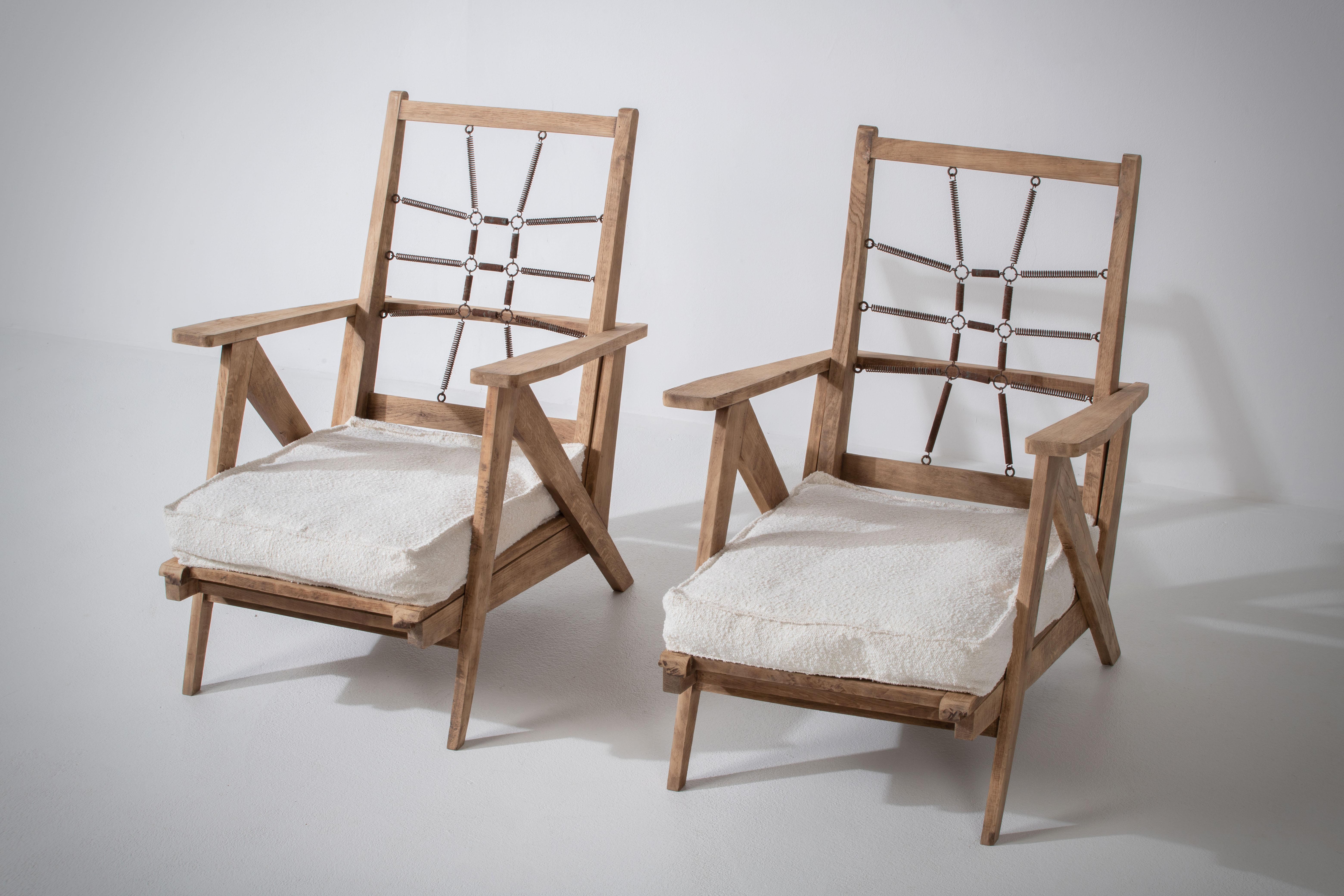 Mid-20th Century French Reconstruction Pair of Lounge Chairs For Sale