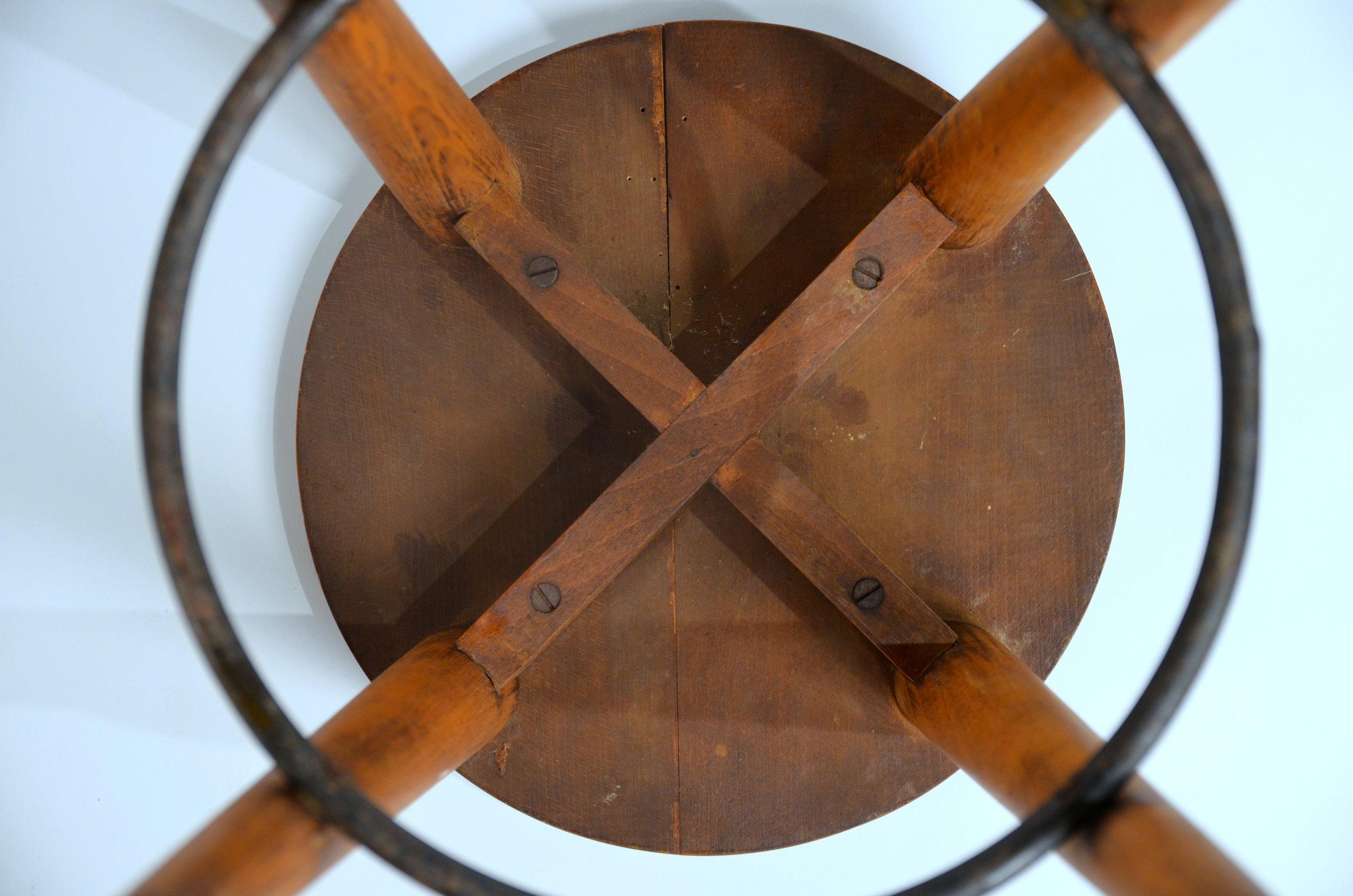 Patinated Oak Stool in the style of Les Artisans de Marolles For Sale 3